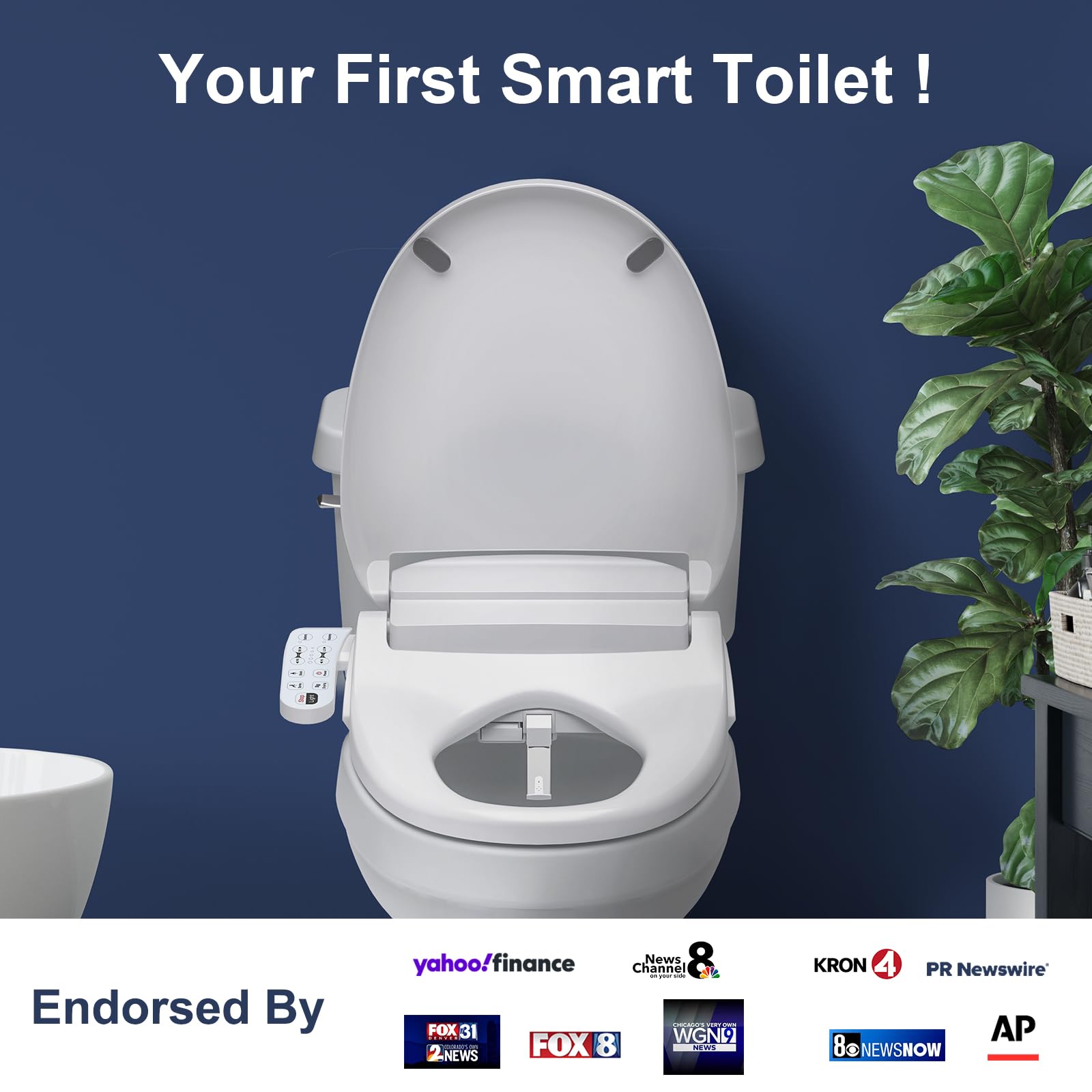 ZMJH 236 Smart Bidet Toilet Seat - Elongated, Heated Seat with Warm Water Wash, Vortex Nozzle, Front & Rear Cleaning, Warm Air Dryer, LED Night Light - White (Electrical Outlet Required) | Perfect for Modern Bathrooms, Elderly Care & Hygienic Living