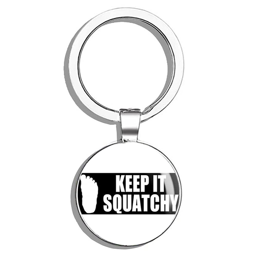 Funny Bigfoot Sasquatch Keychain - Double Sided Stainless Steel Key Ring with Carabiner Clip | Perfect for Outdoor Enthusiasts, Camping Gear & Key Finder Accessories