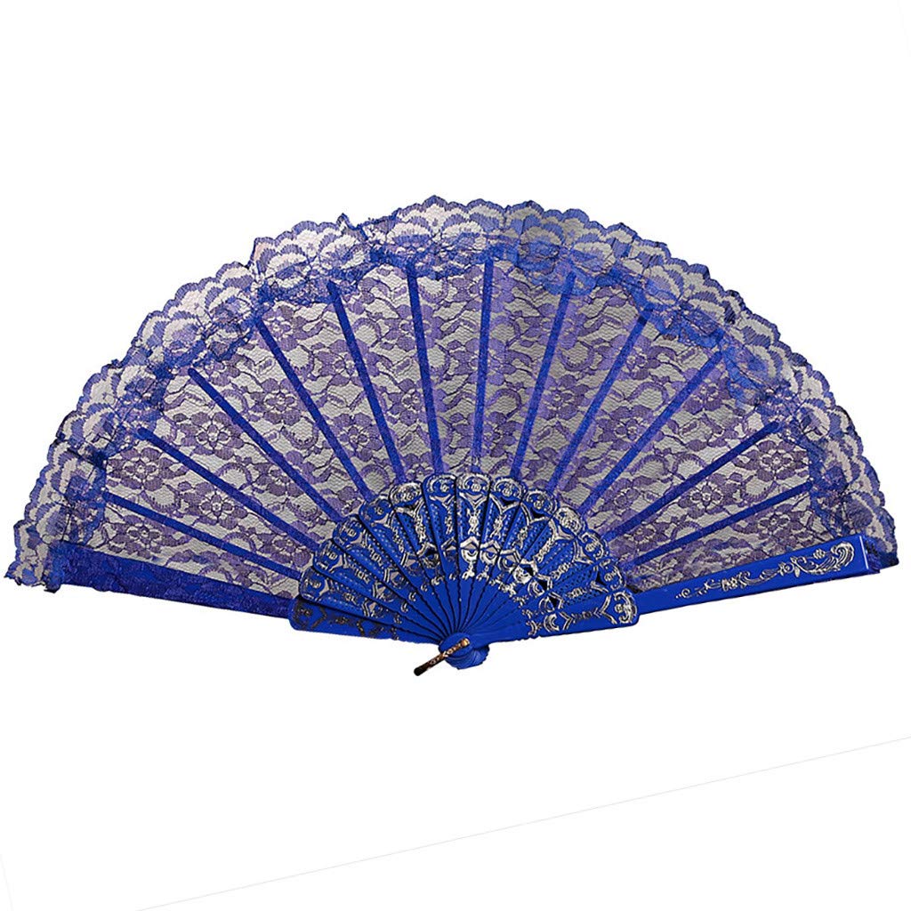 Chinese Style Lace Dance Fan - Elegant Silk Folding Hand Fan for Makeup Party, Stage Performance & Photo Props | Traditional Asian Handheld Flower Fan for Belly Dance, Cosplay & Wedding Decor