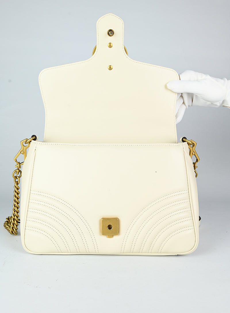 Gucci Marmont Leather Shoulder Bag in White | Luxury Designer Handbag for Women | Perfect for Parties, Work & Everyday Use