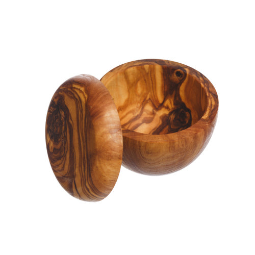 Premium Olive Wood Salt and Sugar Pot Set - Handcrafted Natural Wood Spice Jars with Lid - Perfect for Kitchen, Dining Table & Gift Giving