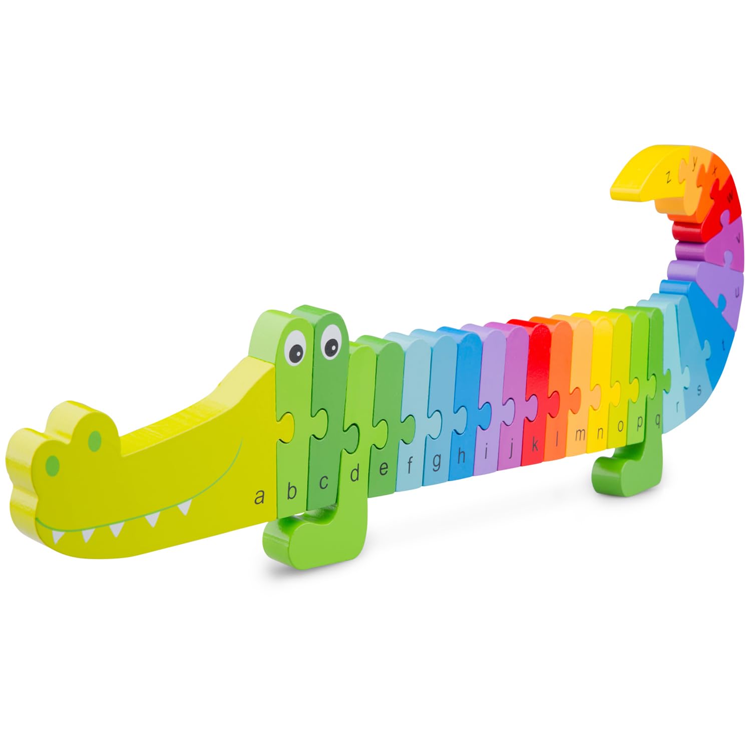 Educational Wooden Alphabet Puzzle Crocodile Toy - ABC Learning Toy for 3 Year Old Boys & Girls - Montessori Toddler Learning Toys for Preschool & Kindergarten Classroom