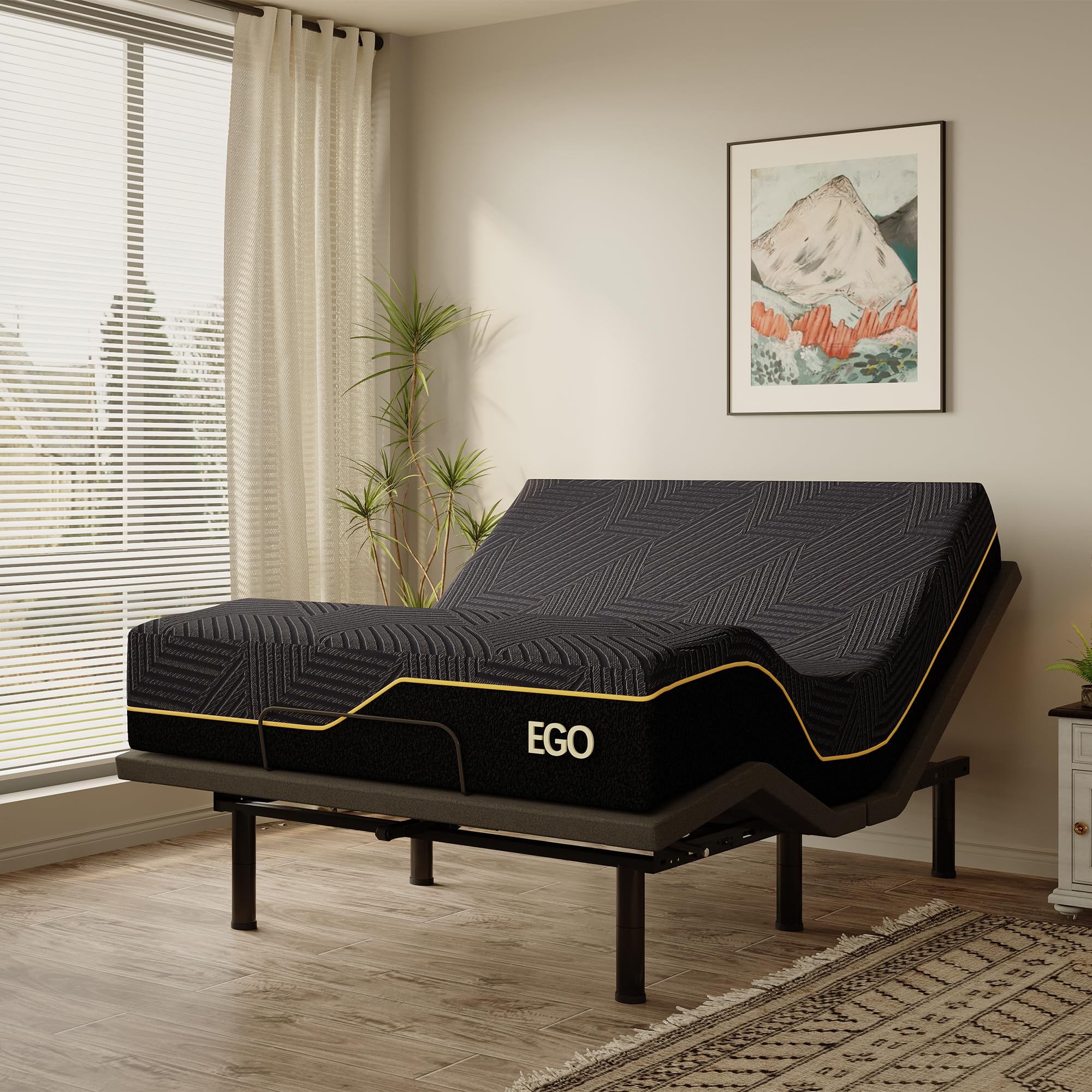 EGOHOME Queen Size Adjustable Bed Base with 14