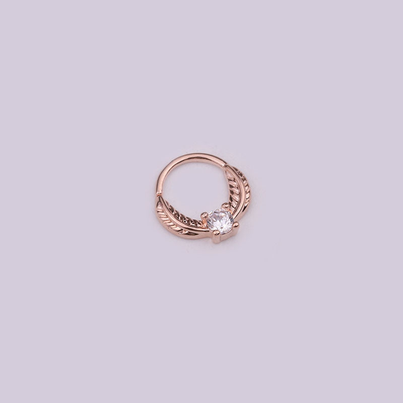 18K Gold Plated 20G Small Hoop Nose Ring with Indian CZ Stones | Septum Piercing Jewelry HSPJ1909 | Perfect for Everyday Wear & Special Occasions