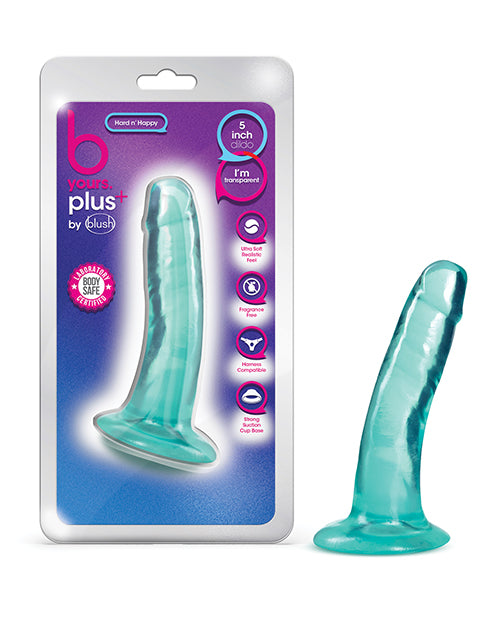 B Yours Plus Hard n' Happy Realistic Dildo 5 Inch Teal - Premium Silicone Adult Toy for Couples & Solo Play, Waterproof & Body-Safe