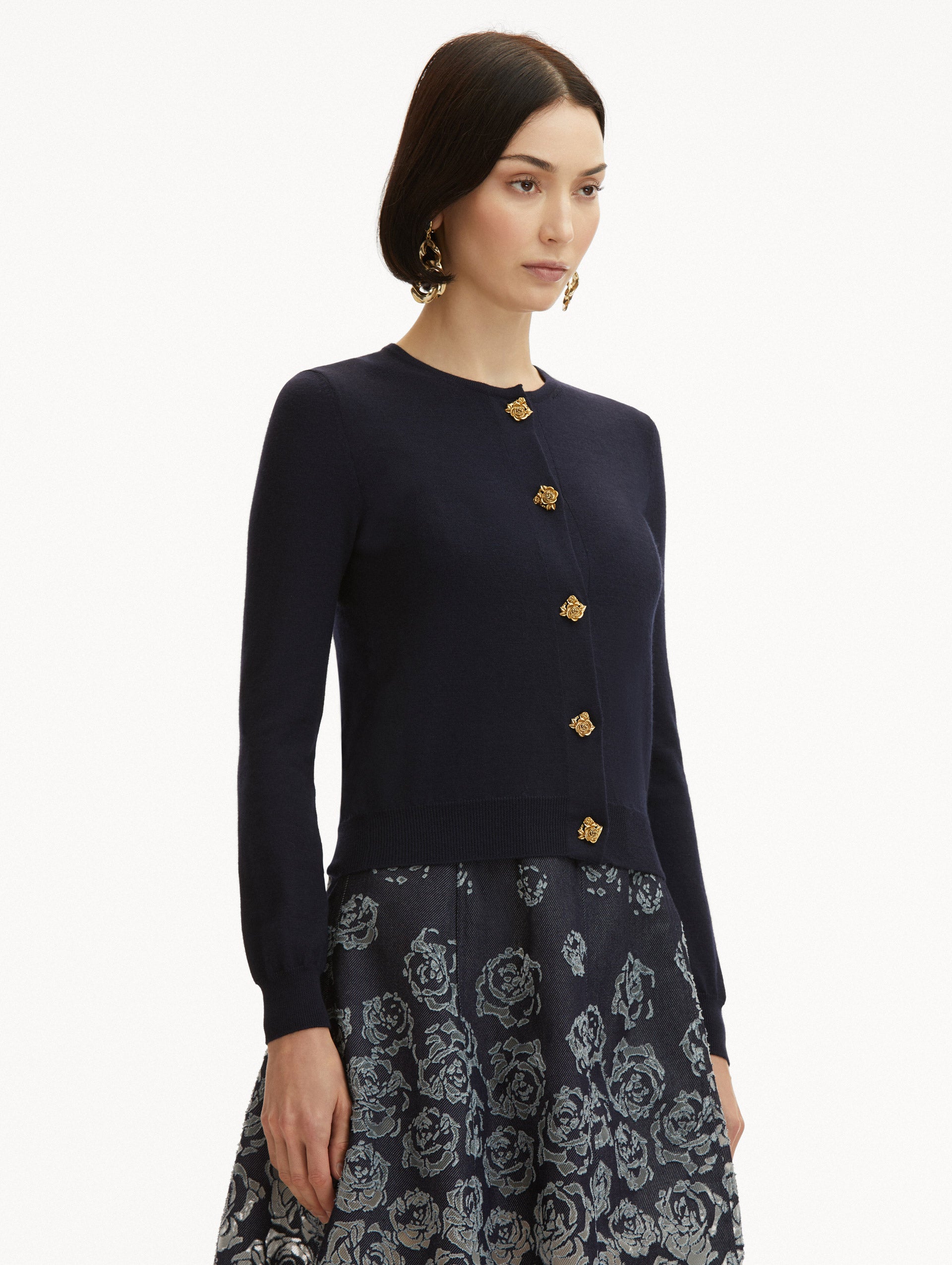 English Rose Button Cardigan Women's Vintage Knit Sweater - Perfect for Fall Outfits, Office Wear & Casual Dates