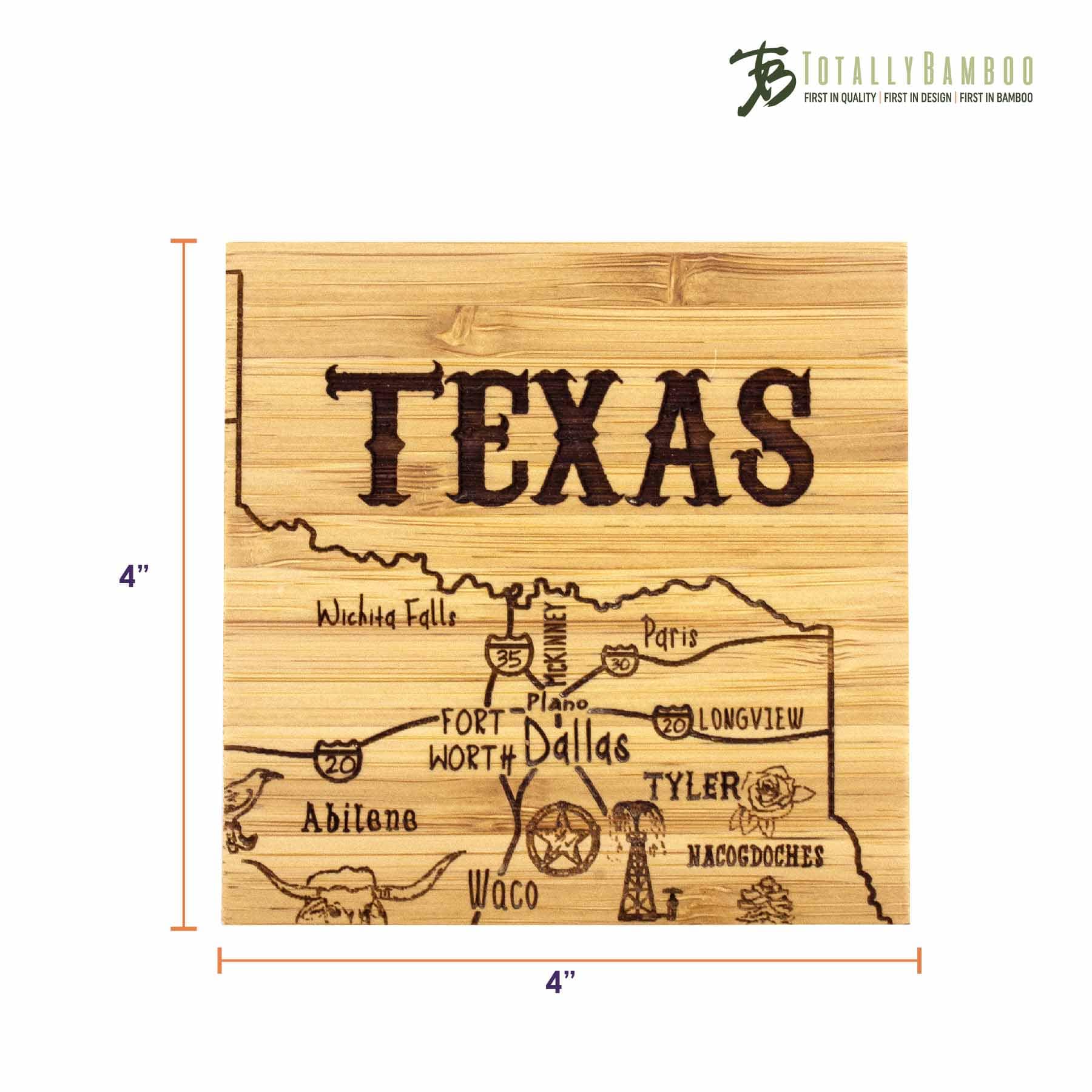 4-Piece Texas Puzzle Coaster Set with Storage Case - Perfect for Home, Office, and Bar Decor