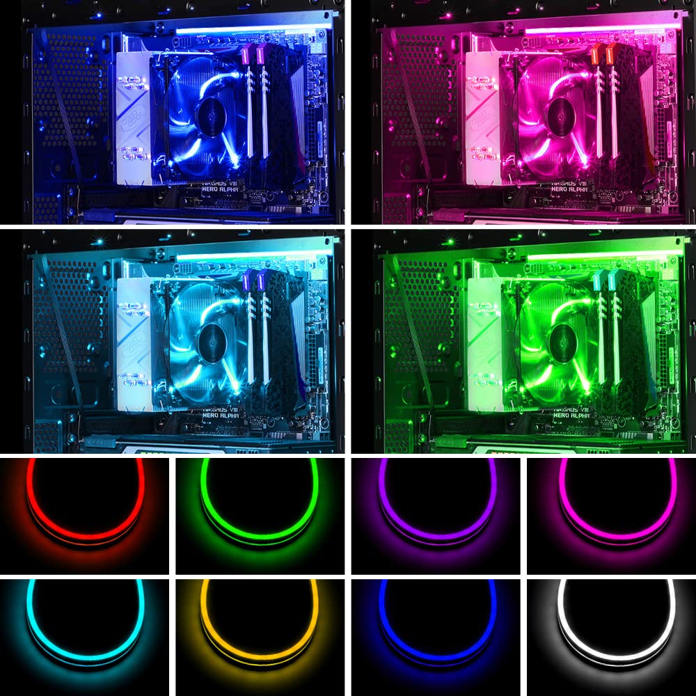BTF-LIGHTING Neon RGB PC Strip 2 Pack 19.7 Inch - 12V 4Pin LED Light Strips Compatible with ASUS Aura Sync, Gigabyte RGB Fusion, MSI Mystic Light - Perfect for Gaming PC, Case Lighting & Custom RGB Setup
