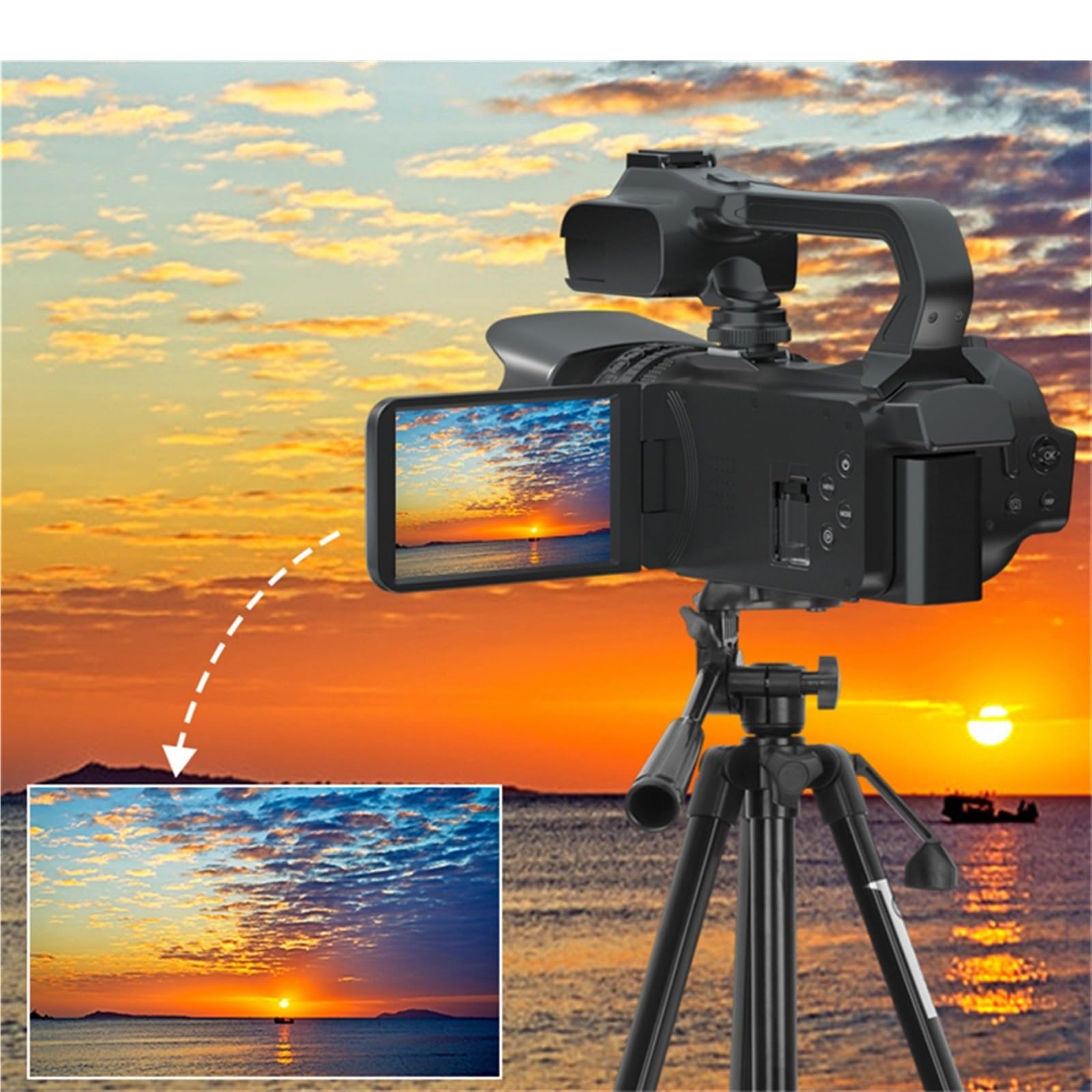 4K Digital Video Camera with Auto Focus & 18X Zoom - 64MP WiFi Streaming Camcorder, 4