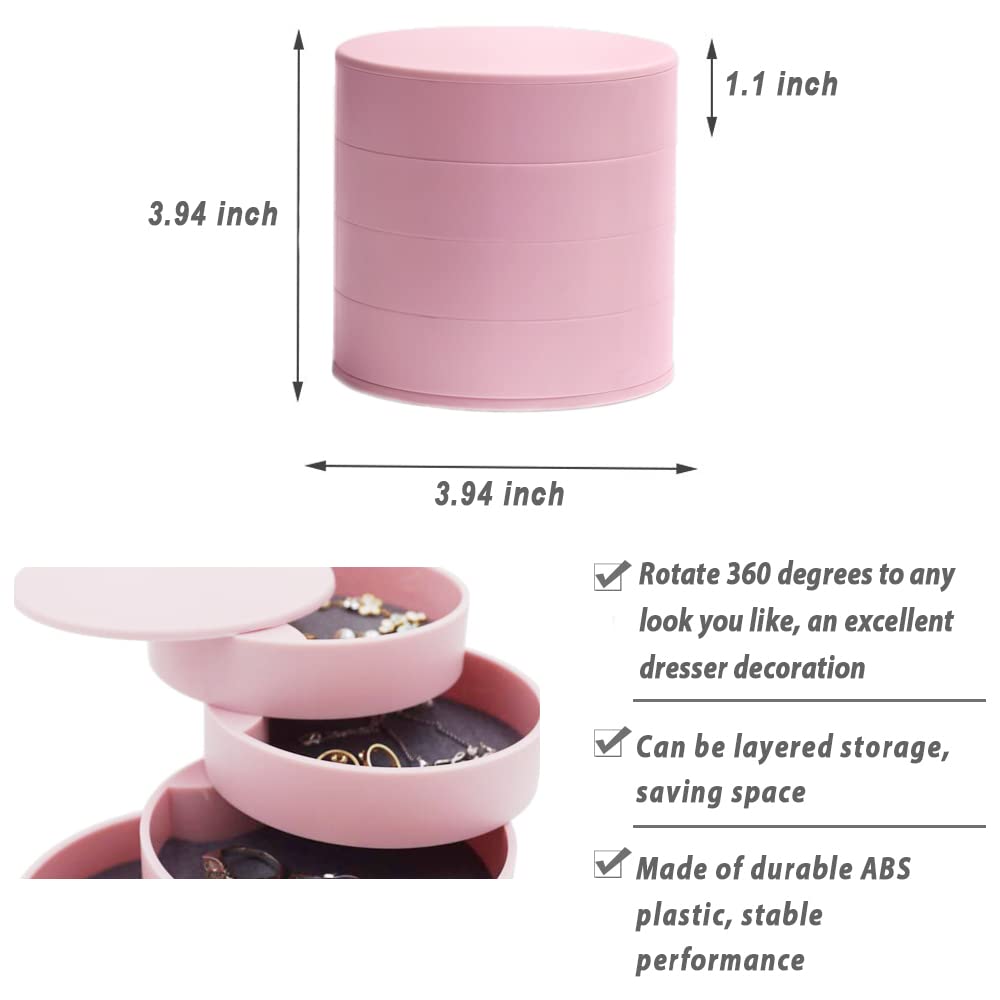 HengLiSam 4-Layer Rotating Jewelry Organizer Box with Lid - Premium Jewelry Storage for Earrings, Rings, Bracelets & Accessories | Perfect for Travel, Vanity & Gift Giving