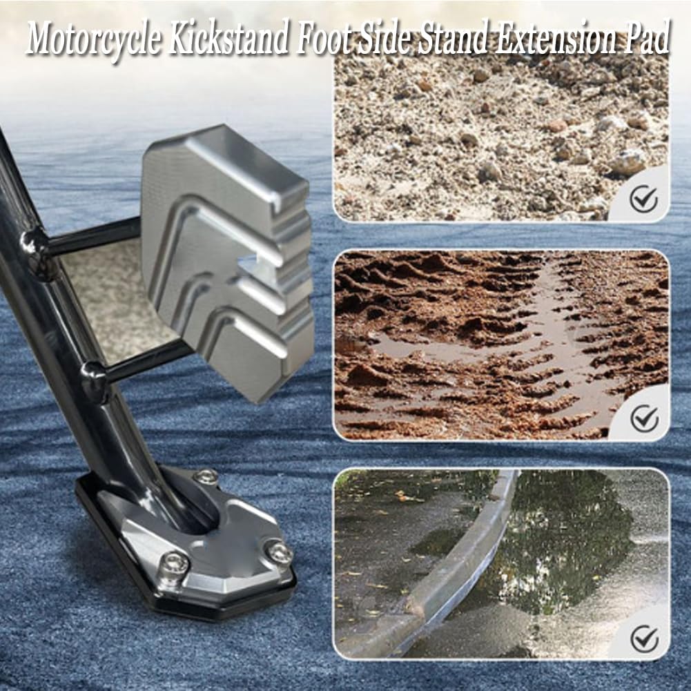 Aluminum Motorcycle Kickstand Plate - Red, for Stable Parking on Soft Ground