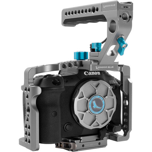 Kondor Blue Full Cage with Top Handle for Canon R5 R6 R - Space Gray Camera Rig for Professional Videography & Photography - Perfect for Vlogging, Filmmaking, and Studio Shoots