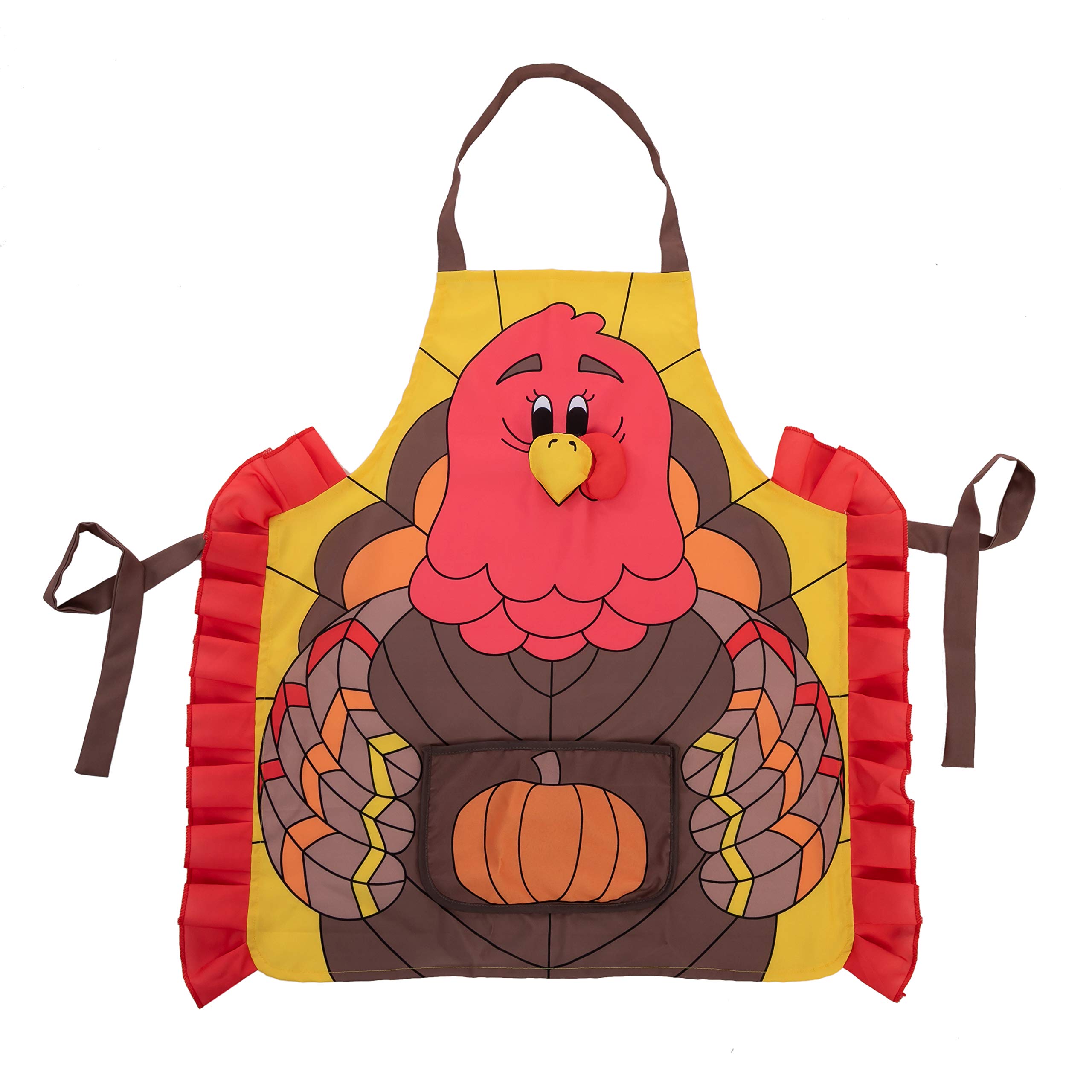 JOYIN 3-Piece Thanksgiving Kitchen Linens Set - Turkey Print Apron, Oven Mitts & Pot Holder - Holiday Cooking & Baking Accessories for Thanksgiving Dinner Prep