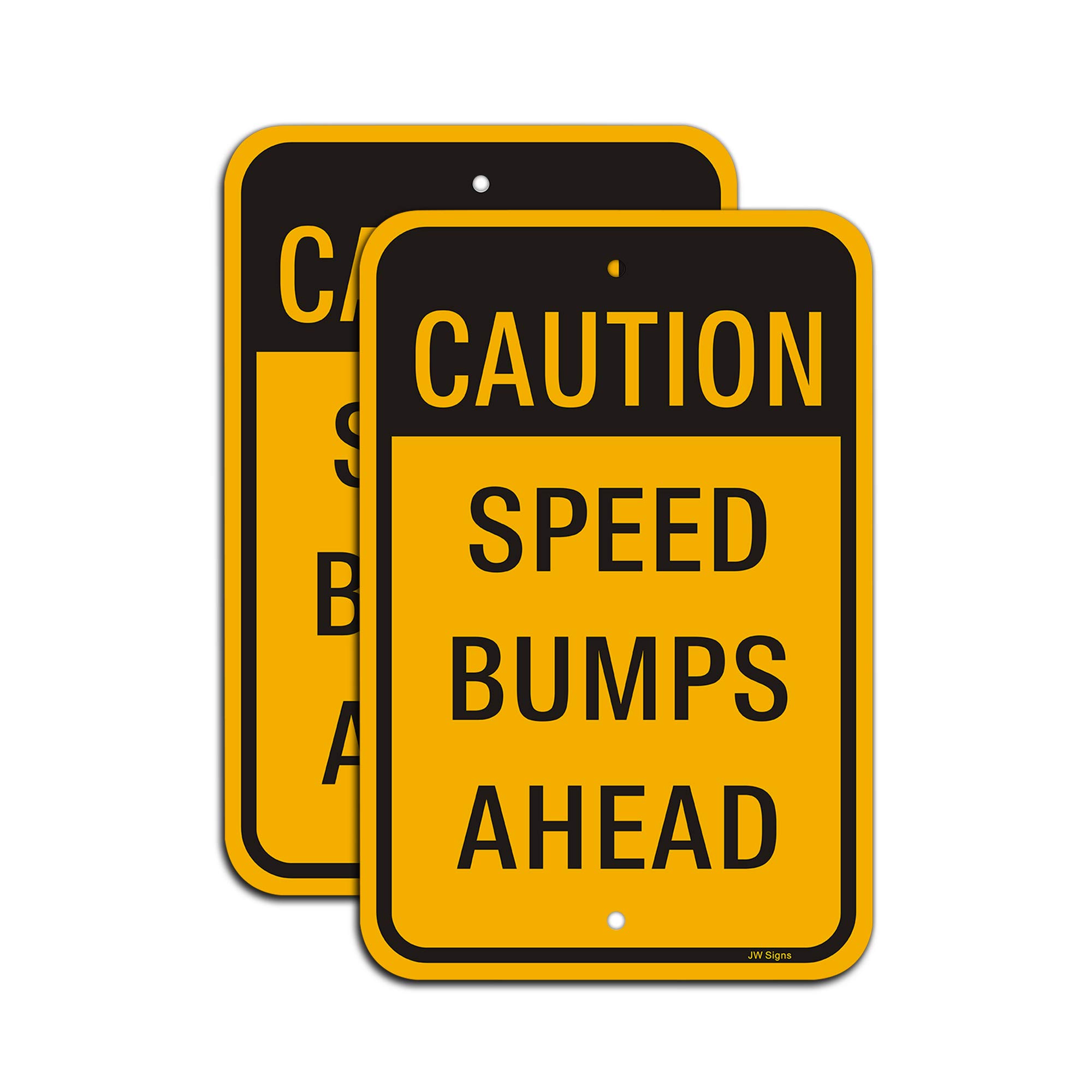 2-Pack Speed Bumps Ahead Slow Down Signs - 18”x12” Rust-Free Aluminum Reflective Road Signs with UV Coating & Weather-Resistant Finish - Easy Mounting for Parking Lots, School Zones & Neighborhood Streets