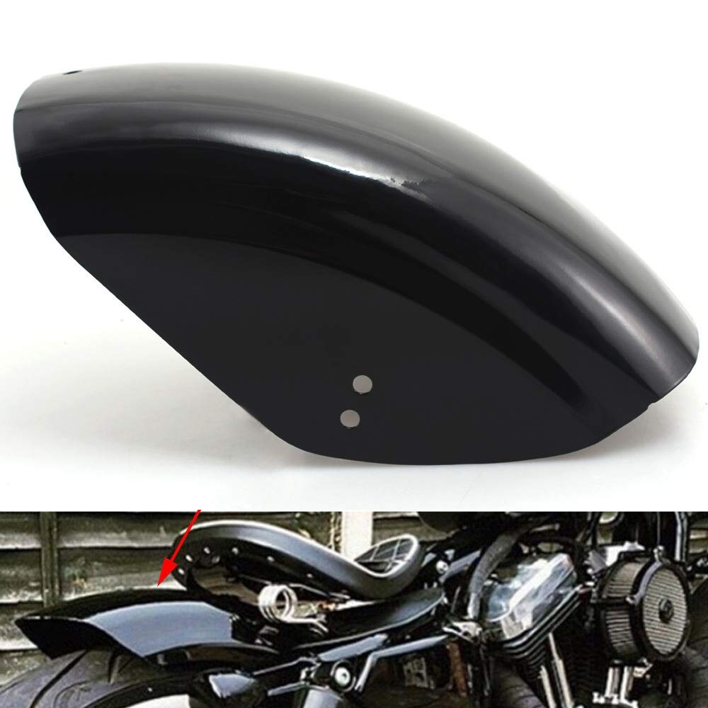 **Gloss Black Motorcycle Rear Fender - Short Flat Mudguard for Harley Sportster XL 883, 1200, 48, 72, Iron Bobber & Cafe Racer | Durable Fit, Easy Installation | Perfect for Custom Builds & Urban Riding**