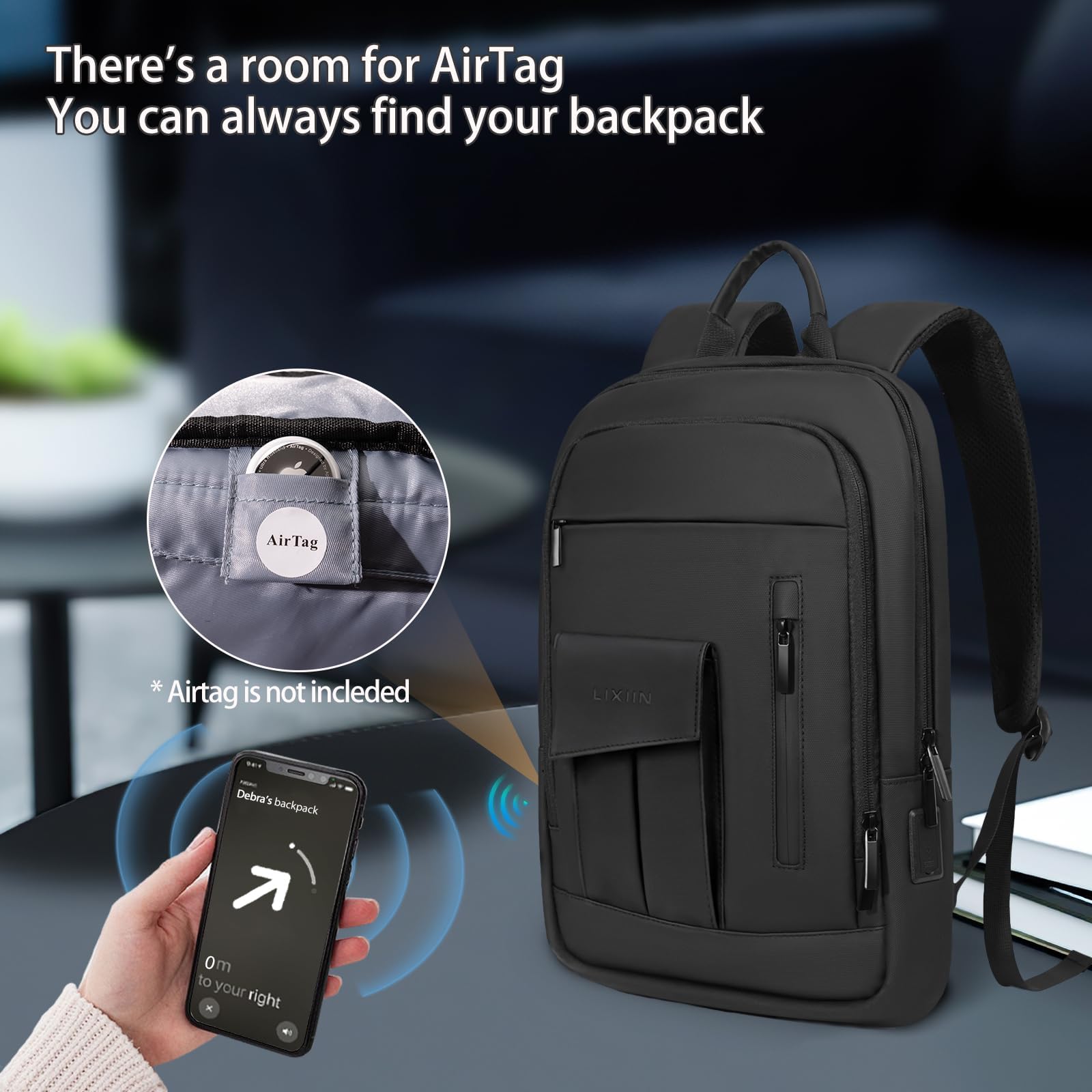 Slim Lightweight Water Resistant Business Laptop Backpack for Men - Small Office Backpack for Commuting, Travel & Daily Work with Bonus Small Bag | Perfect for Professionals, Students & Digital Nomads