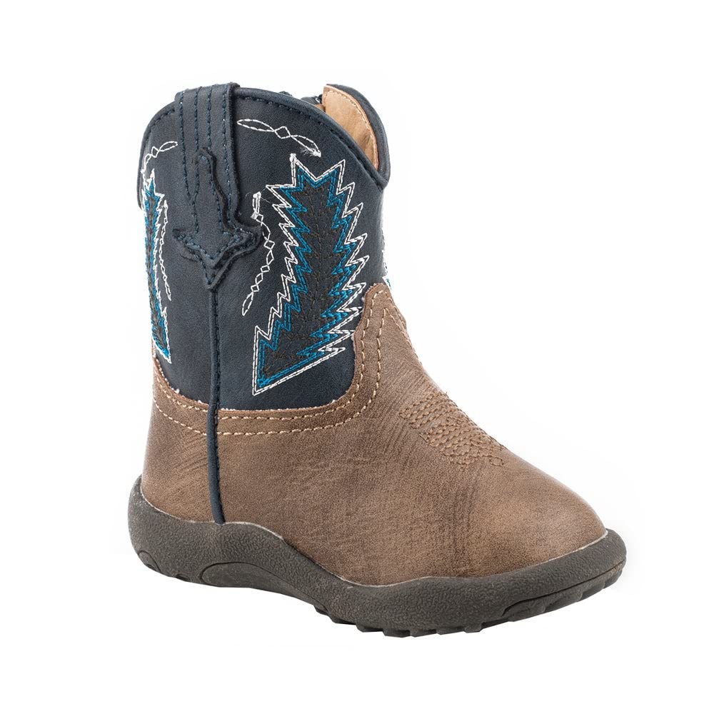 ROPER Baby Boy's Cowboy Boots - Brown Leather Infant/Toddler Western Boots Size 2M | Perfect for First Birthday, Photo Shoots & Western-Themed Outfits