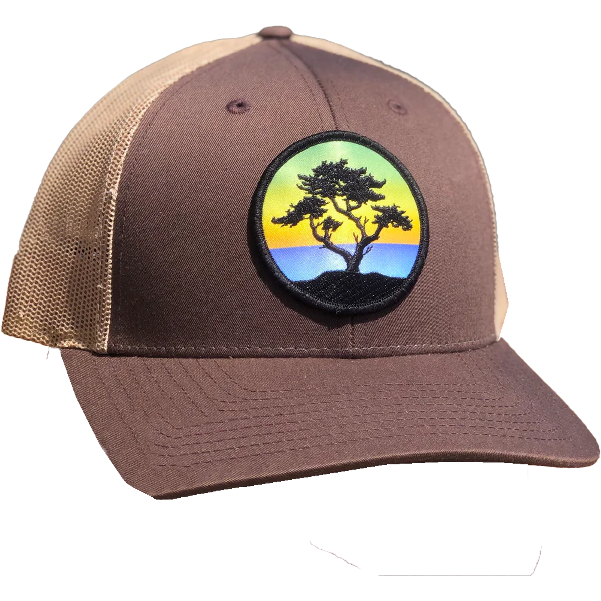 Stylish Curved Brim Trucker Hat with Cypress Patch - Perfect for Outdoor Adventures, Hiking & Casual Wear