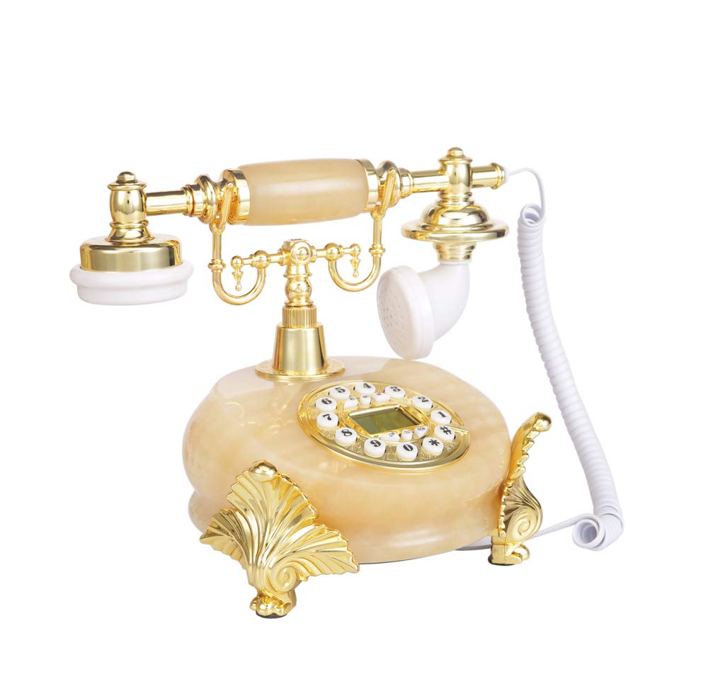 Vintage Retro Rotary Dial Phone - Classic European Style Wired Landline for Home & Office - Perfect for Living Room, Bedroom Decor (Yellow, Dual Ringtone) | Ideal for Vintage Lovers, Home Décor, Gift Giving & Themed Parties