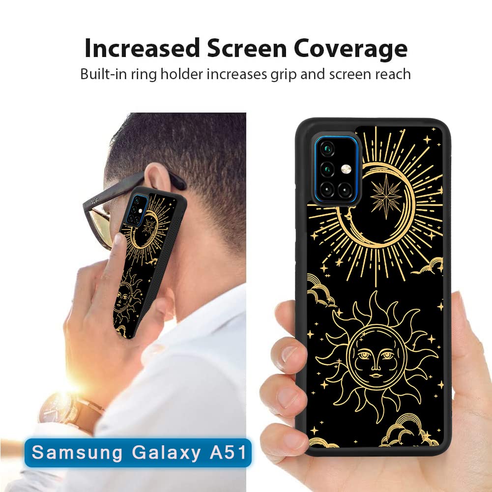 GZLIAORUNCS Custom Sun & Moon Design Samsung Galaxy A51 Case - Soft TPU Rubber & PC Anti-Slip Full Body Protective Cover | Perfect for Everyday Use, Travel & Outdoor Activities