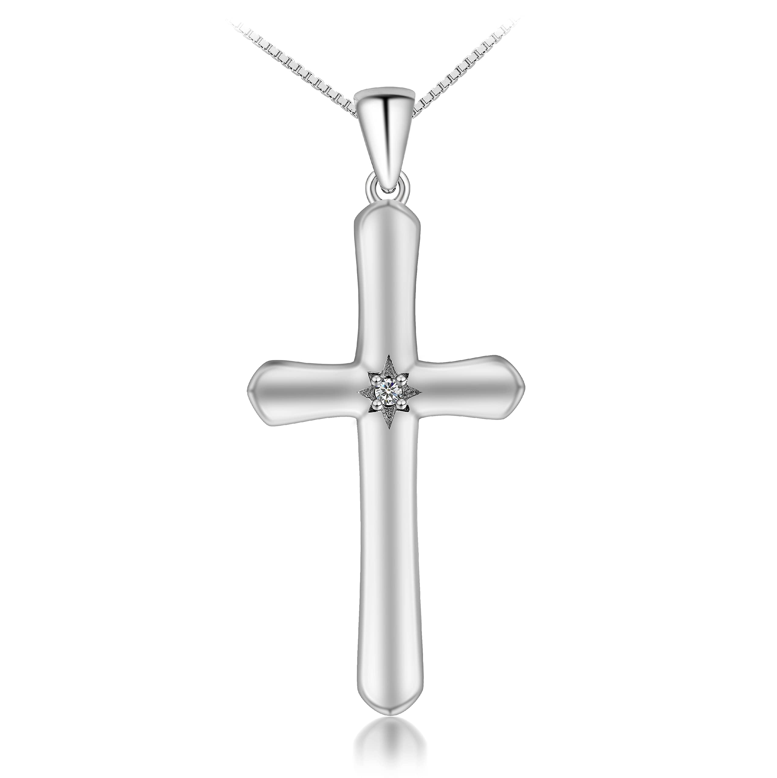 FULULAY Sterling Silver Cross Necklace for Women - Religious Cross Pendant Jewelry Gift for Girlfriend, Wife, Mother - Perfect for Birthday, Christmas & Special Occasions - Elegant Everyday Wear & Church Accessory