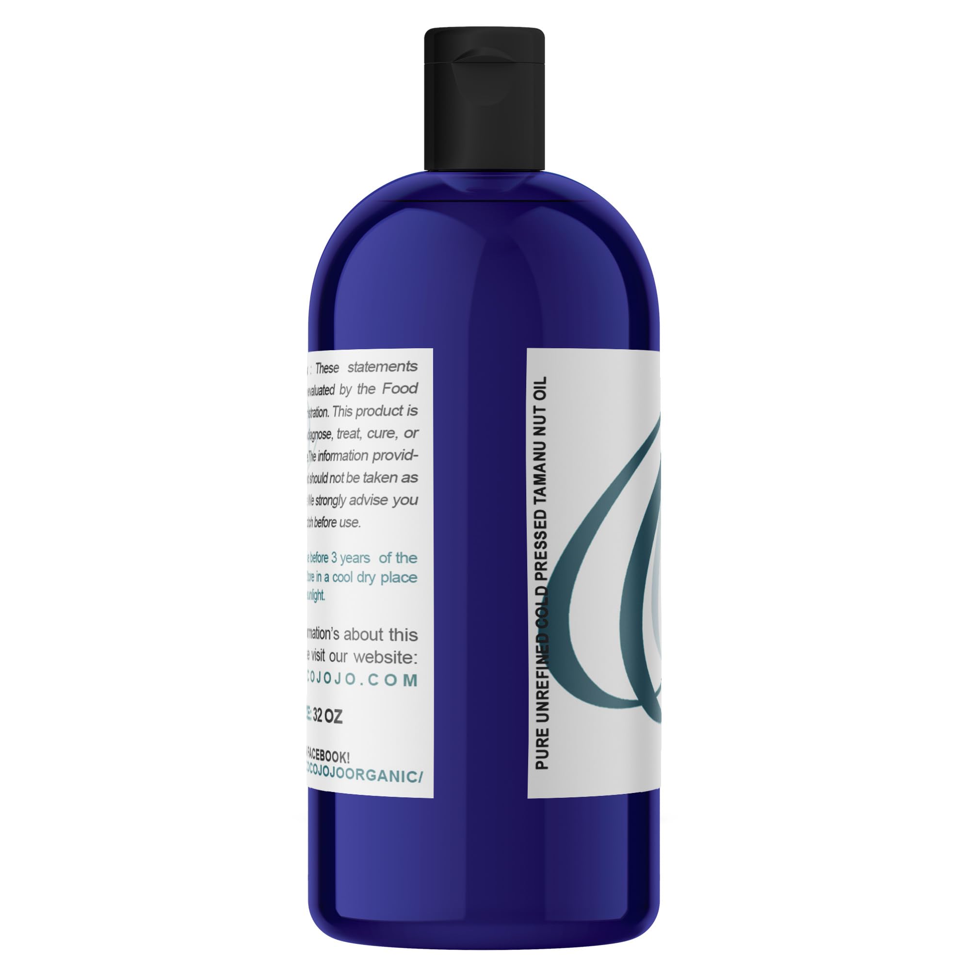 Pure Cold Pressed Tamanu Oil 32 oz (1 Quart) - Unrefined, Non-GMO, Extra Virgin for Hair, Skin, Face, Body, Nails & Beard - Hydrating Moisturizer & Nourishing Treatment - Perfect for Dry Skin Care, Natural Hair Growth & DIY Beauty Recipes