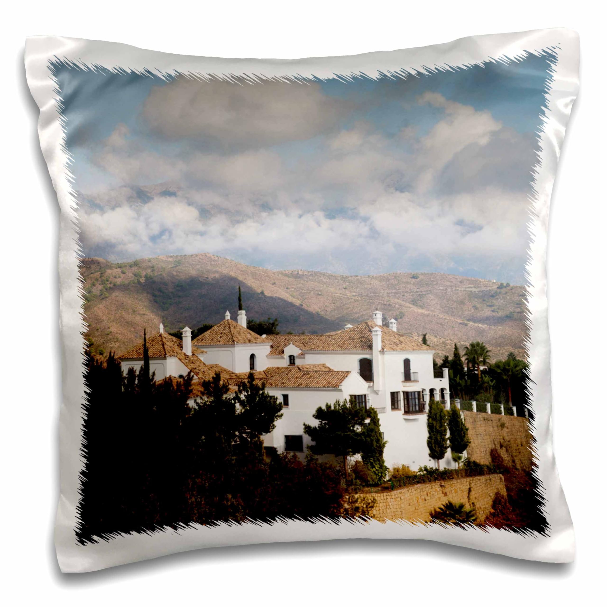 3D Rose Spain Marbella La Torre Silla Mountain Villas EU27 WBI1254 Walter Bibikow 16x16 Inch Decorative Pillow Cover - Perfect for Living Room, Bedroom, and Home Decor