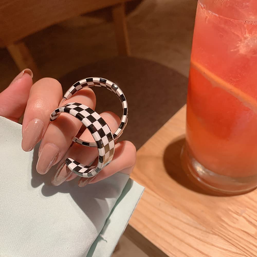 Stylish Acrylic Checkered Hoop Earrings for Women - Colorful Resin Plaid Tortoise Shell C-Shaped Chunky Y2K Fashion Jewelry | Perfect for Parties, Festivals & Everyday Wear