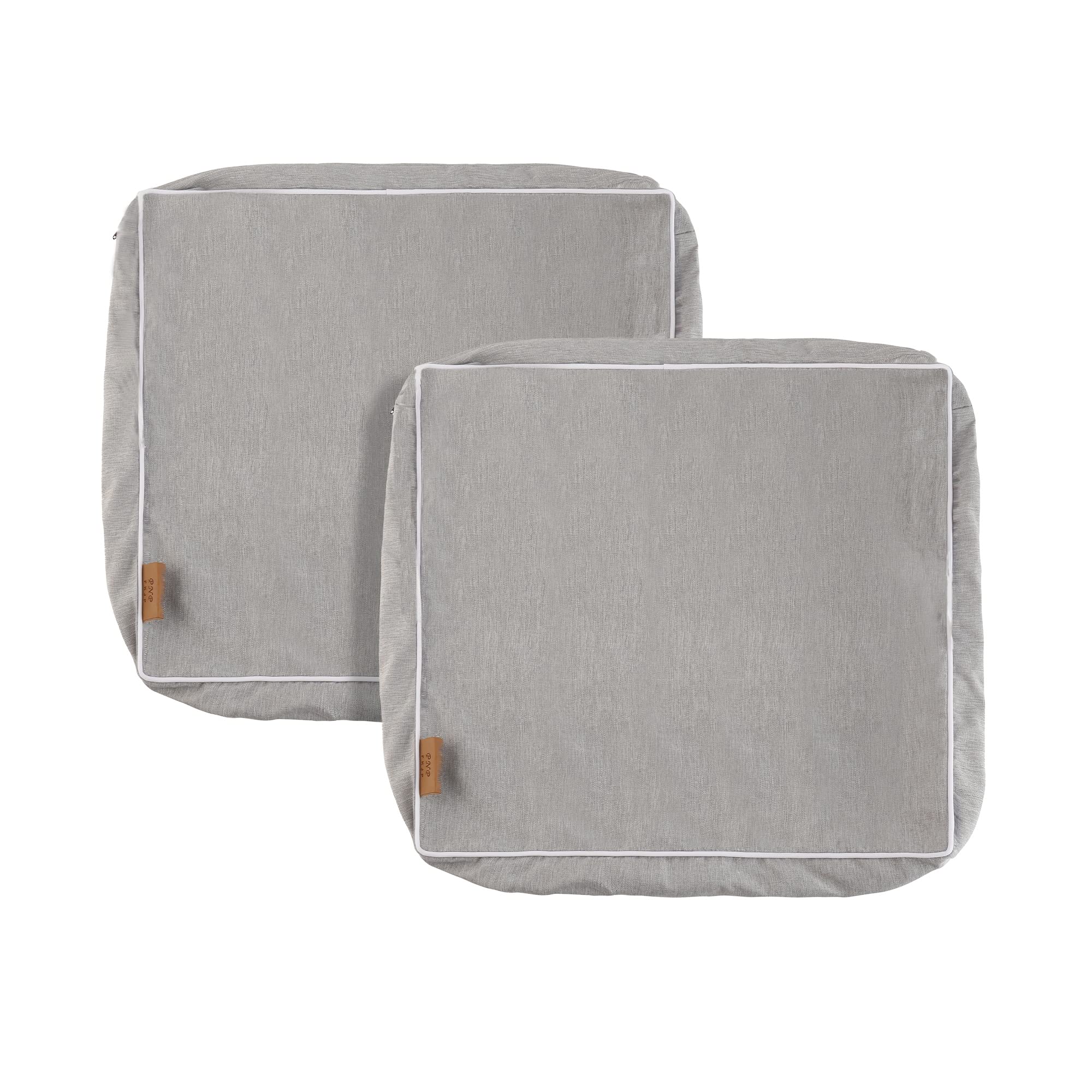 2 Pack Water-Resistant Outdoor Cushion Covers 24x24x4 Inches - Light Grey Patio Furniture Slipcovers for Sofa, Chair & Deck Seating (Covers Only) - Perfect for Backyard, Garden & Poolside Use