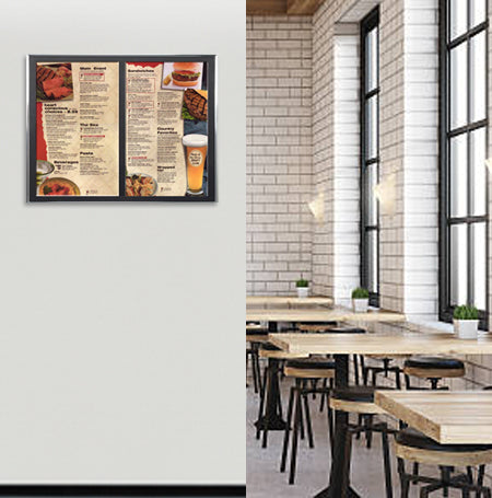 Classic Restaurant Menu Display Swing Frames - Quick Change Swing Open Metal Frame (45+ Sizes) - Perfect for Cafes, Diners & Fast Food Restaurants
