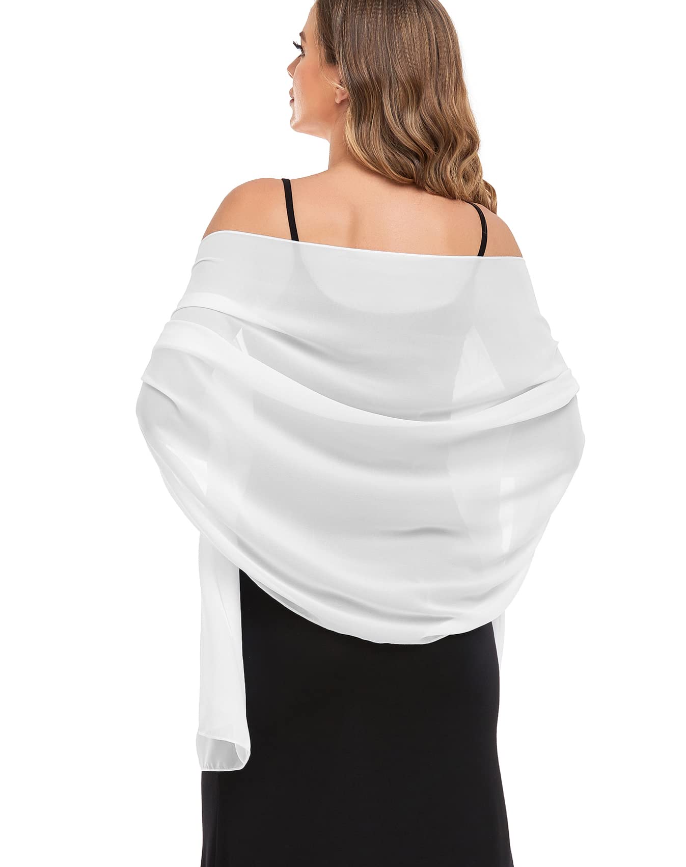 Elegant Sheer Chiffon Shawl Wrap for Women - Soft Silky Wedding Bridal Scarf - Perfect for Evening Dresses, Formal Events & Special Occasions