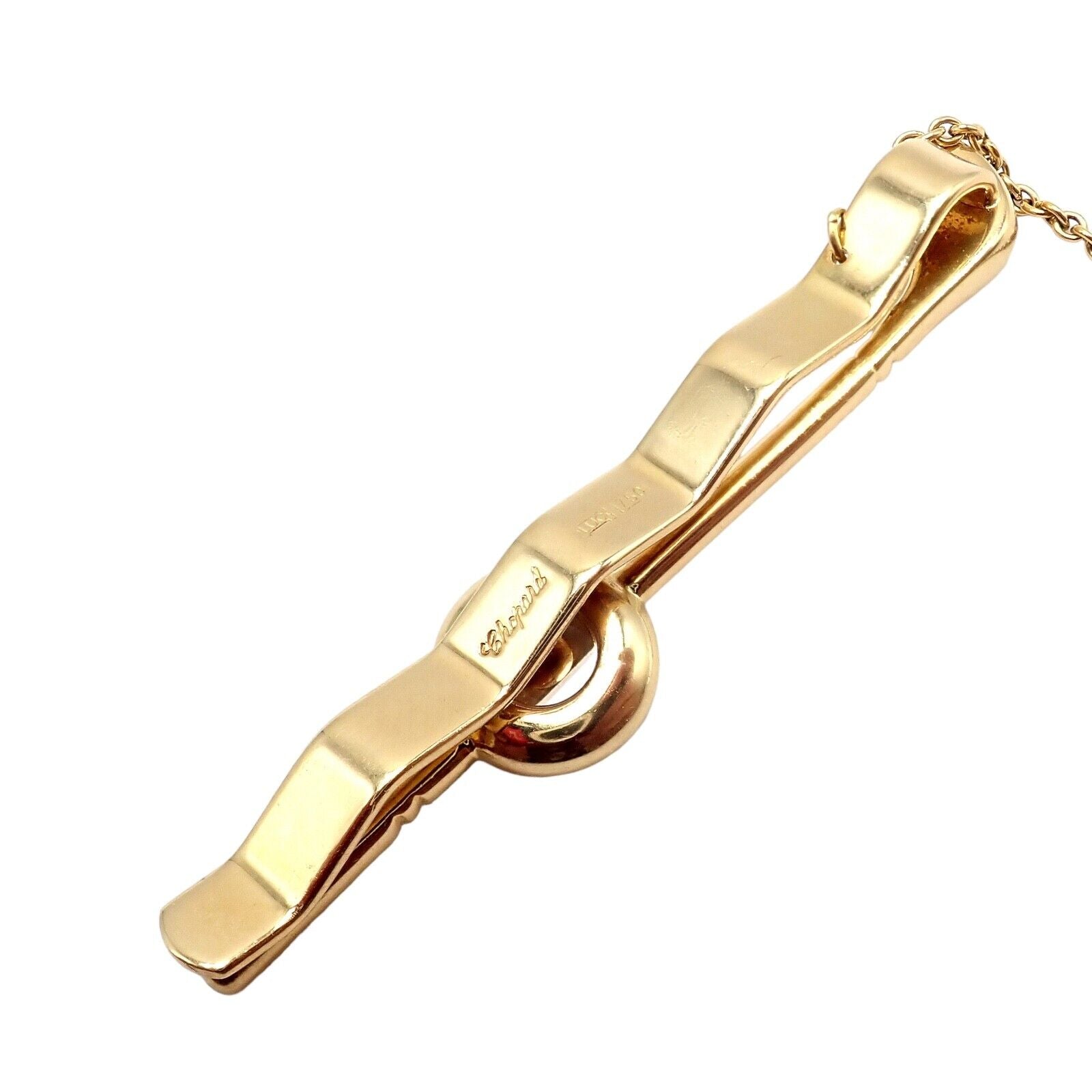 Authentic Chopard 18k Yellow Gold Happy Diamond Golf Club Tie Clip - Elegant Accessory for Business Meetings & Formal Events