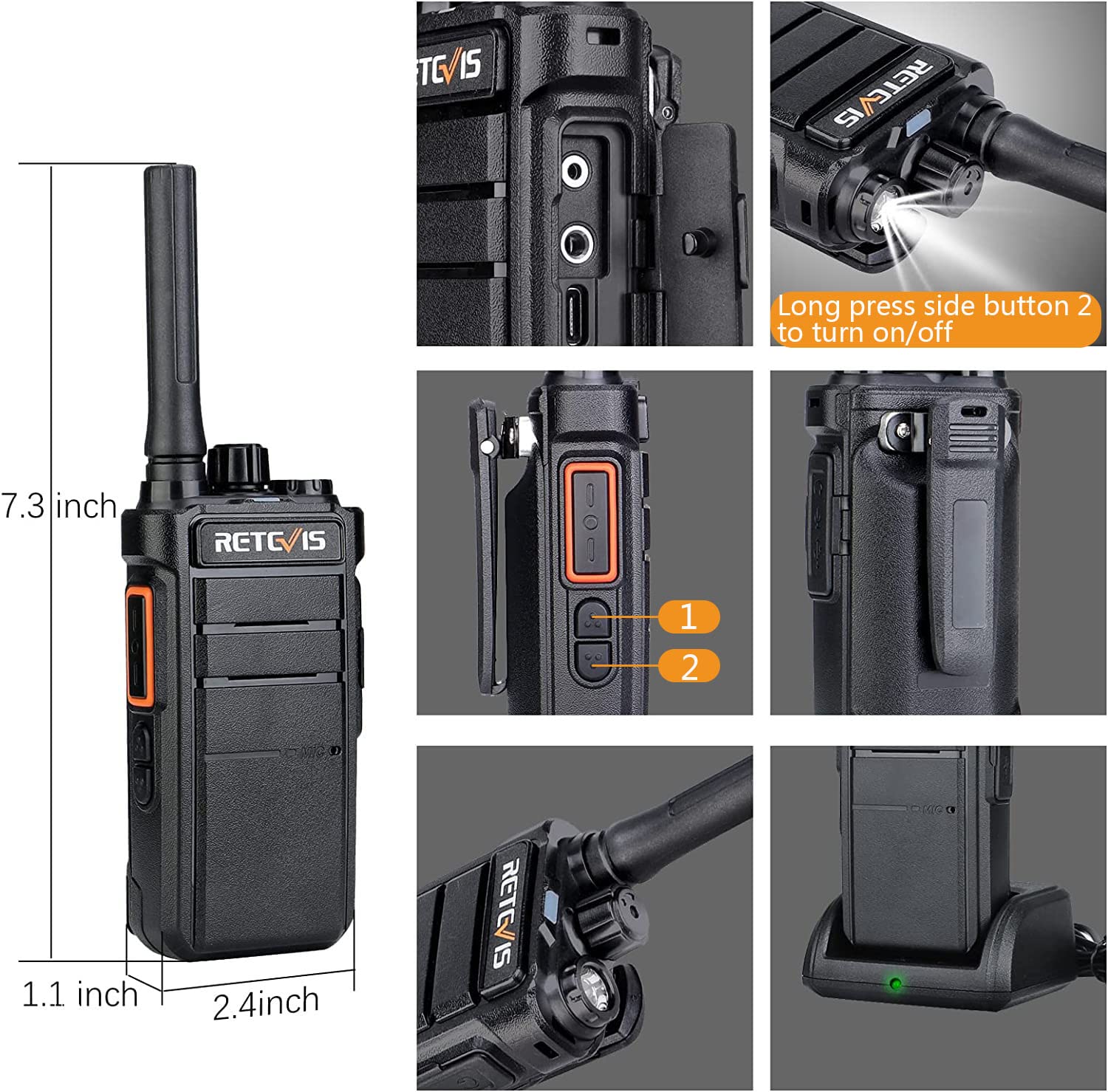 Retevis RB26 Long Range Walkie Talkies - 15 Pack with 10 Earpieces - 2 Way Radios for Construction, Outdoor Adventures & Emergency Communication