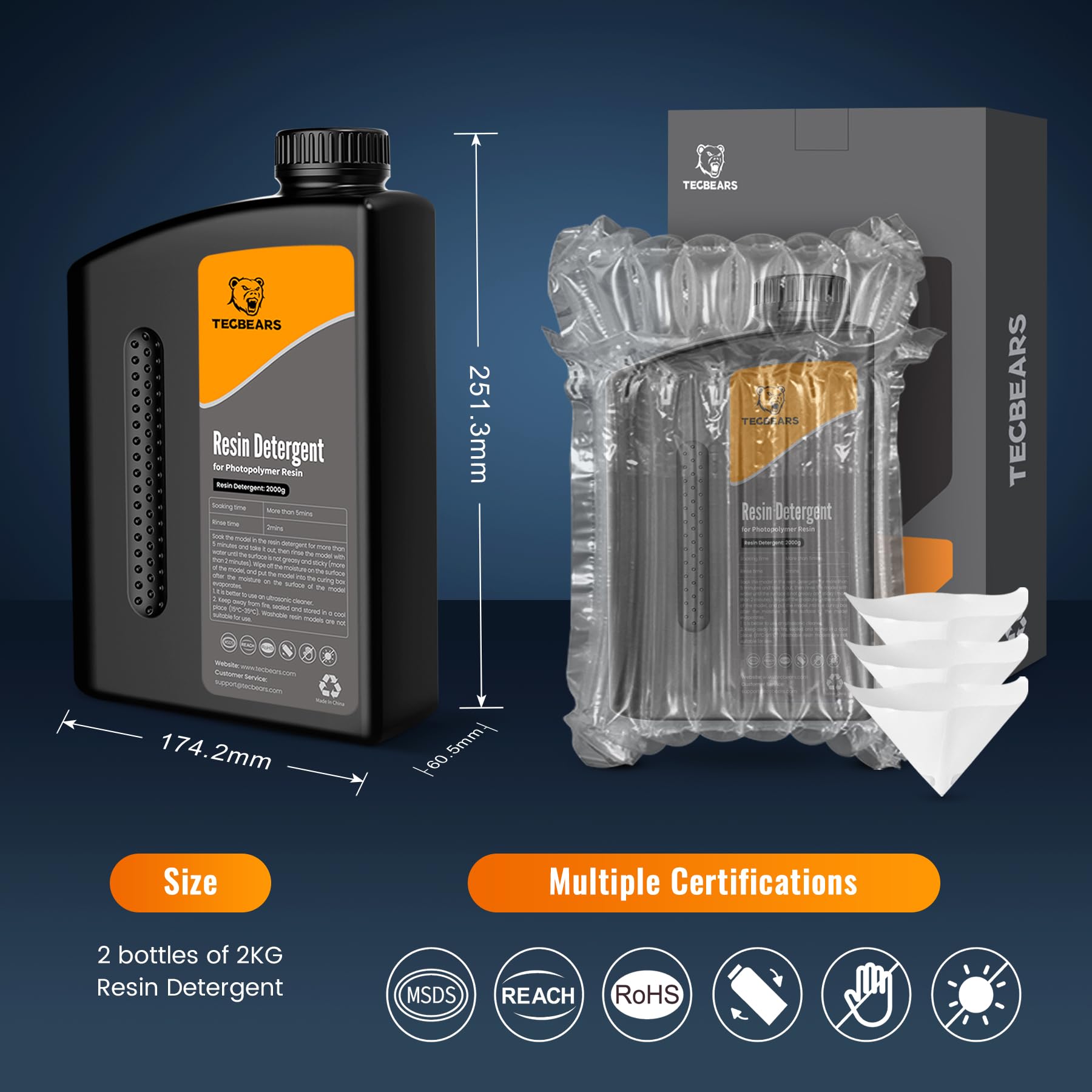 Premium 3D Printer Resin Cleaner 4KG (8.8 lbs) - Non-Toxic Reusable Detergent for UV Resin & 3D Printing - 2-Pack (2KG x 2) for Professional 3D Printing & Model Cleaning - Perfect for Home Workshops & Maker Spaces