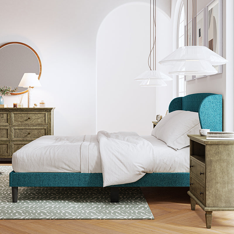 Baotist Upholstered Wingback Platform Bed Frame - Queen Size Modern Bedroom Furniture for Master Bedroom, Guest Room & Apartment
