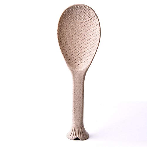 Rabbit Standing Spoon - Creative Nonstick Kitchen Tool, Cute Upright Rice Ladle for Rice Cooker & Sushi Shovel - Fish Beige - Perfect for Asian Cooking, Rice Serving & Home Decor