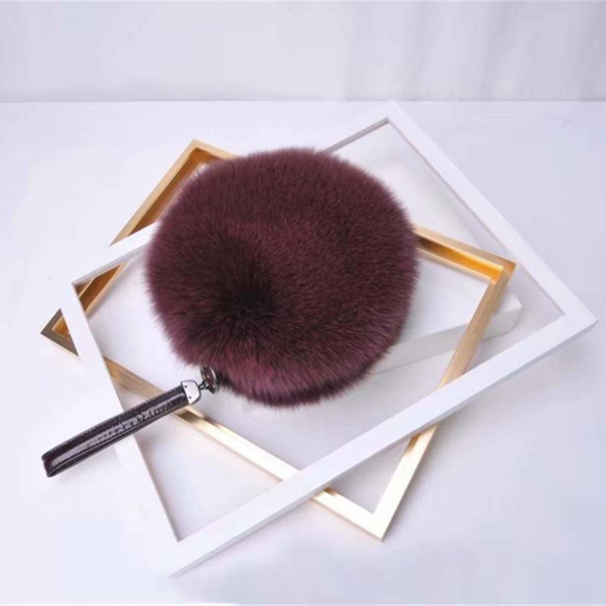 KAISHIN Women's Real Fox Fur Wallet - Elegant Shoulder Bag & Coin Purse in Wine Red | Casual Luxury Accessory for Parties, Date Nights & Special Occasions
