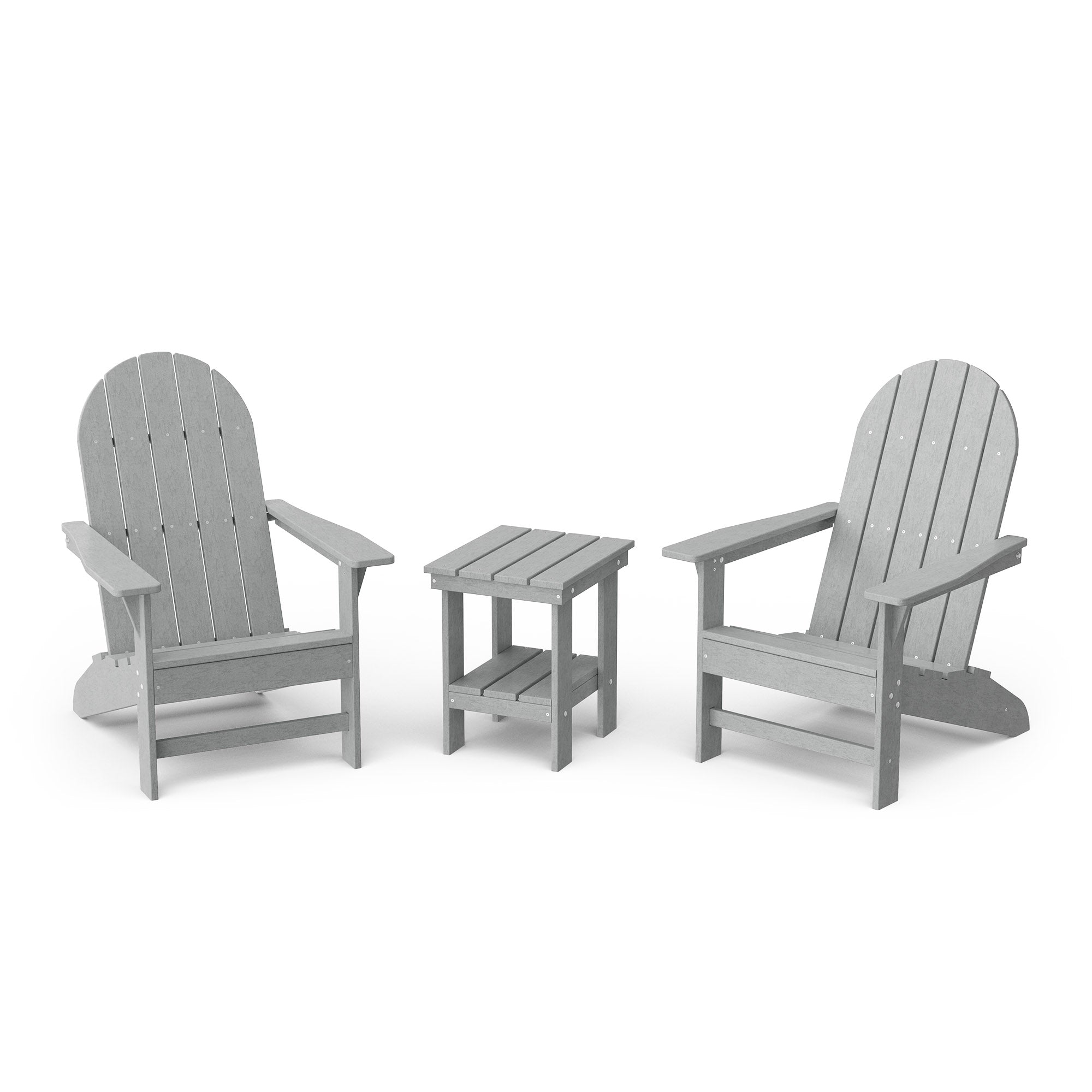 Freedom 3-Piece Traditional Adirondack Chair Set with Side Table - Outdoor Patio Furniture for Garden, Deck, Poolside & Backyard Relaxation