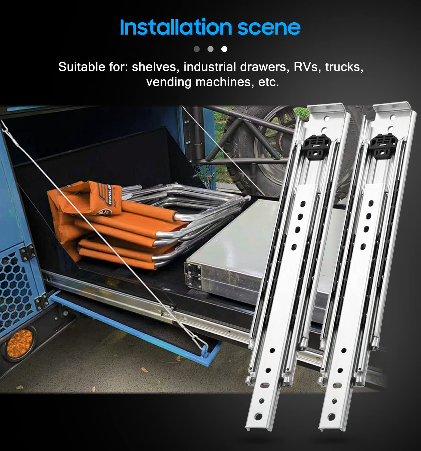 Heavy Duty Drawer Slides 12-60 Inch Full Extension Ball Bearing Rails - 500 Lbs Capacity Side Mount Drawer Tracks for Cabinets, Dressers, Workbenches & Furniture Installation (1 Pair)
