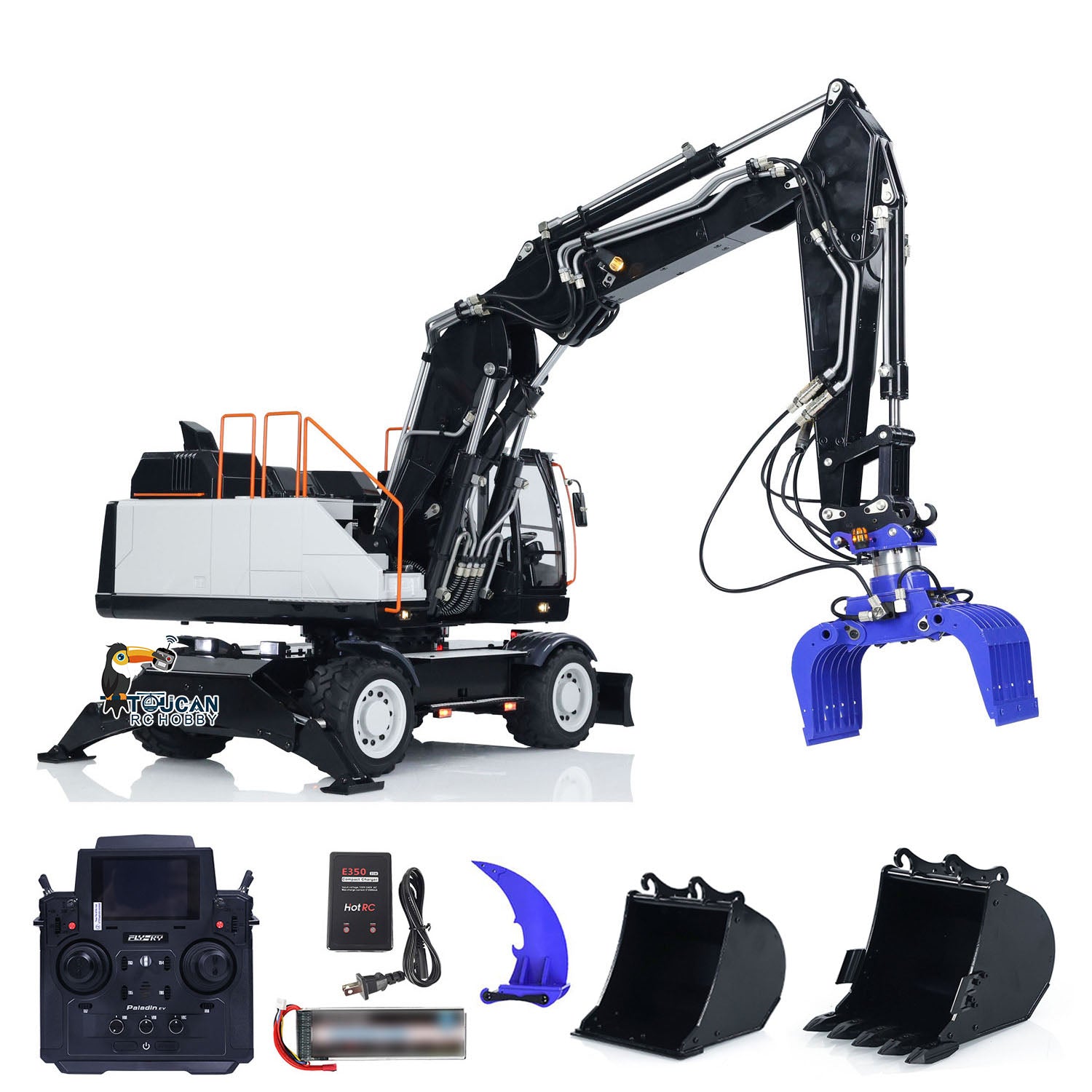 EC380 1/14 Scale RC Hydraulic Excavator Toy - Remote Control Construction Vehicle with 3-Arm Digger, Tiltable Clamshell Bucket & Wheeled Chassis | Kids Outdoor Play, Construction Simulation, STEM Learning Toy