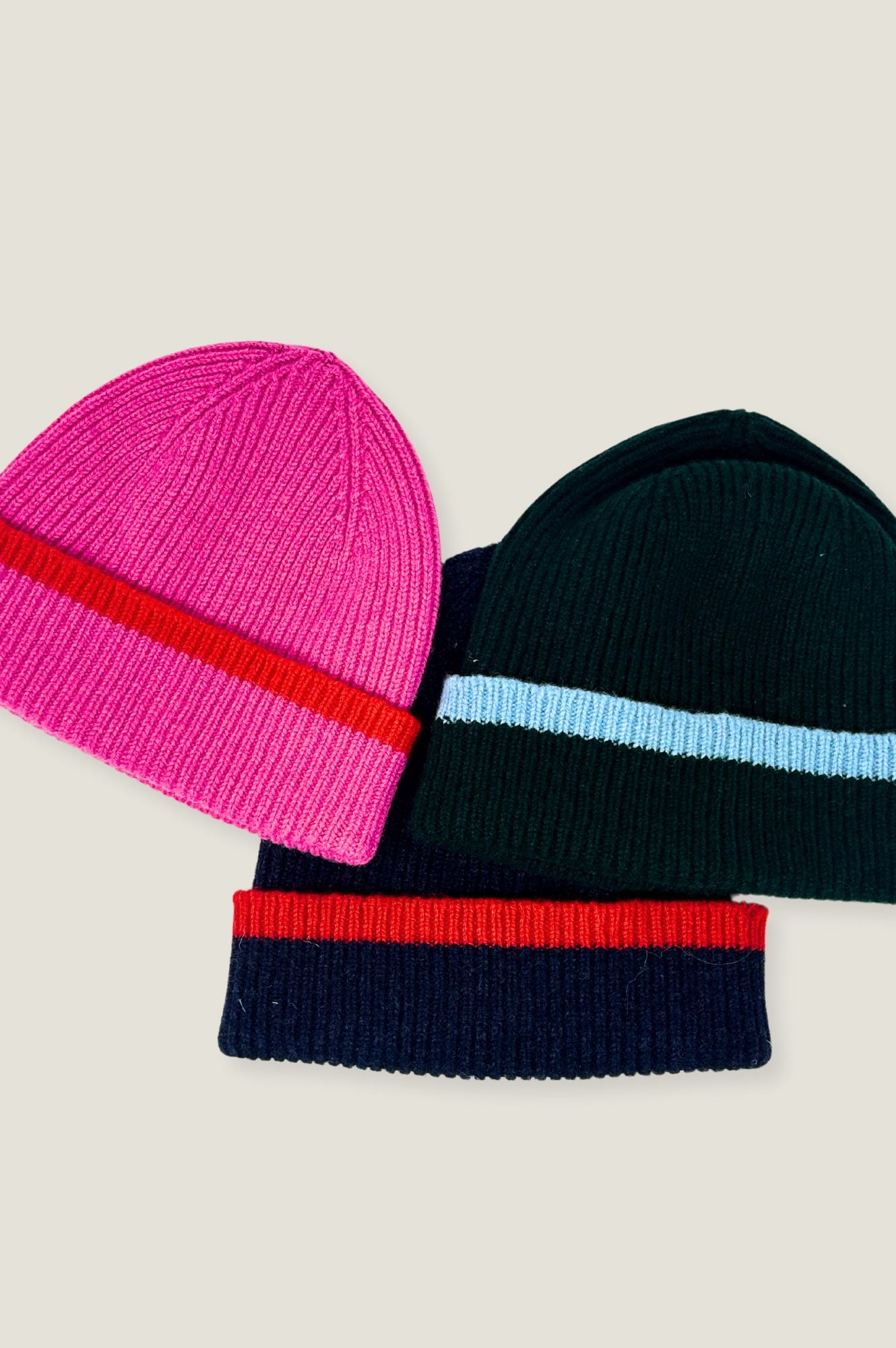 Kew Rib Hat for Men & Women - Navy & Red Striped Knit Beanie - Winter Warm Hat for Outdoor Activities, Skiing, and Casual Wear