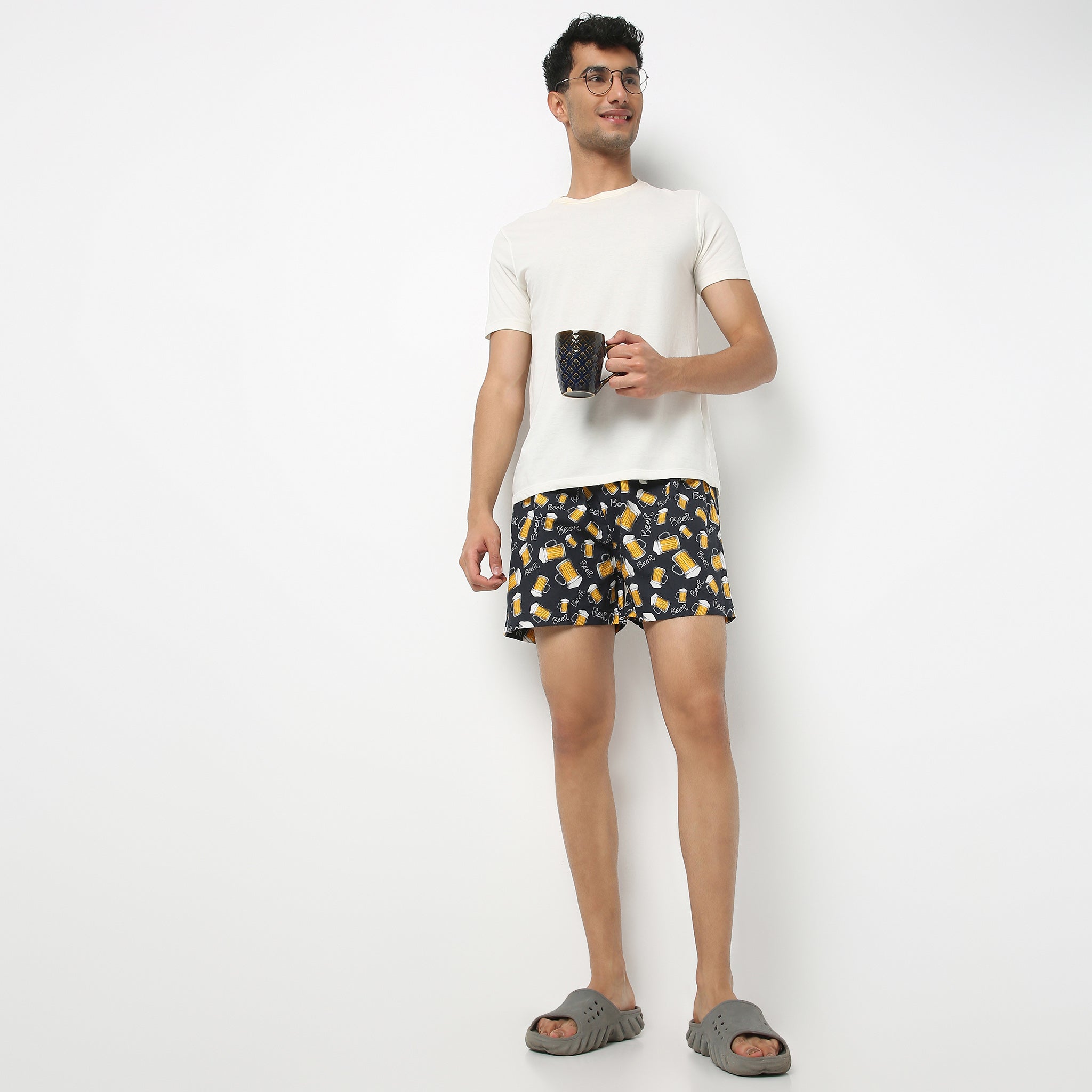Men's Comfort Cotton Boxer Briefs with Soft Viscose Lining - Digital Printed Underwear for Everyday Wear & Lounge