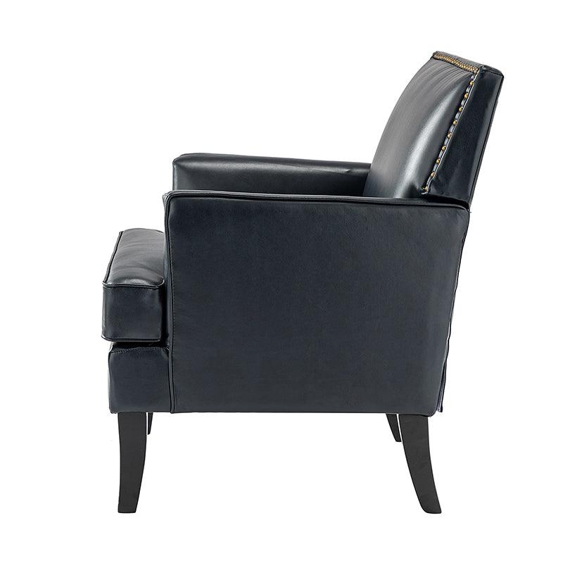 Fatima Vegan Leather Armchair - Modern PU Leather Lounge Chair for Living Room, Office & Bedroom - Eco-Friendly Faux Leather Accent Chair with Sturdy Metal Legs