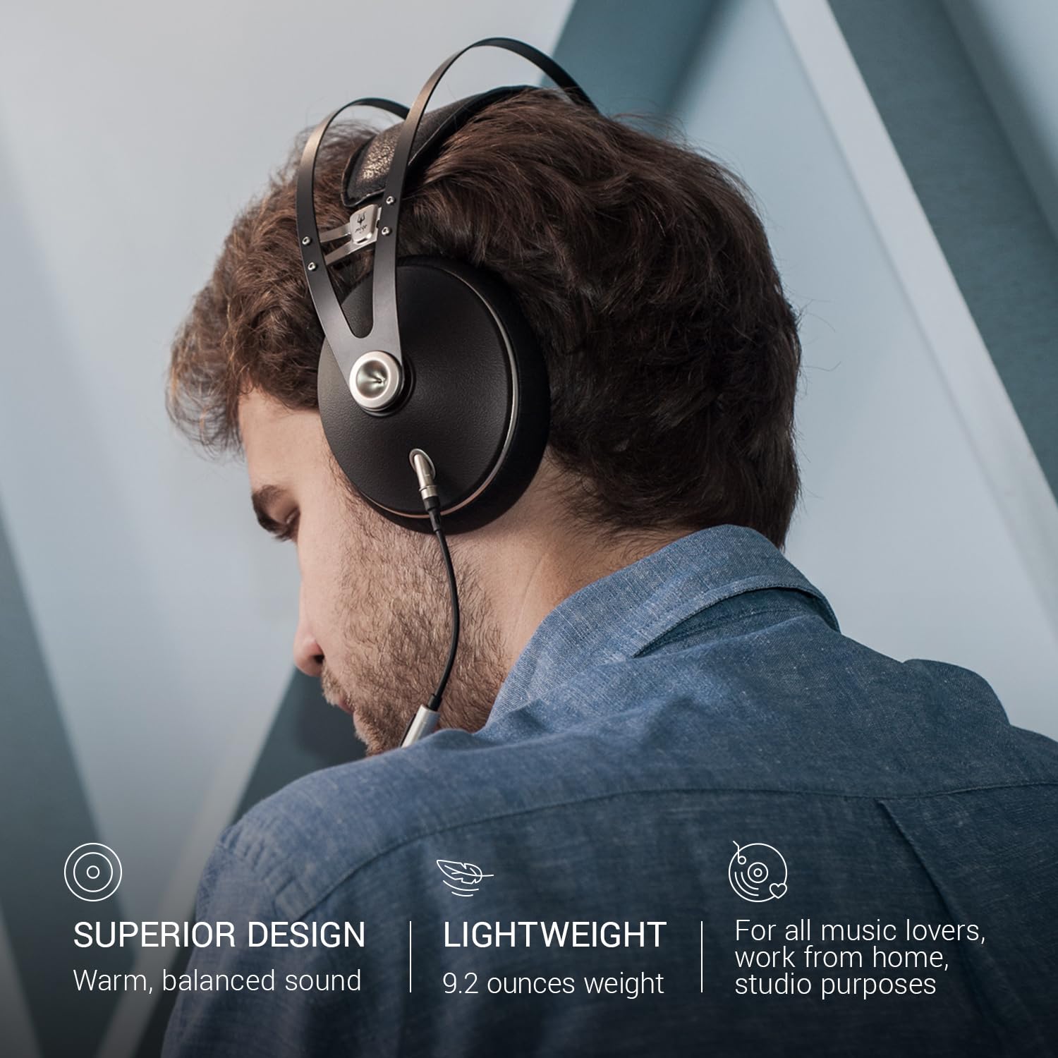Meze 99 Neo Wired Over-Ear Headphones with Microphone - Self Adjustable Headband, Closed-Back Design for Audiophiles - Perfect for Gaming, Podcasts & Home Office Use | High-Fidelity Sound for Music Lovers & Professionals