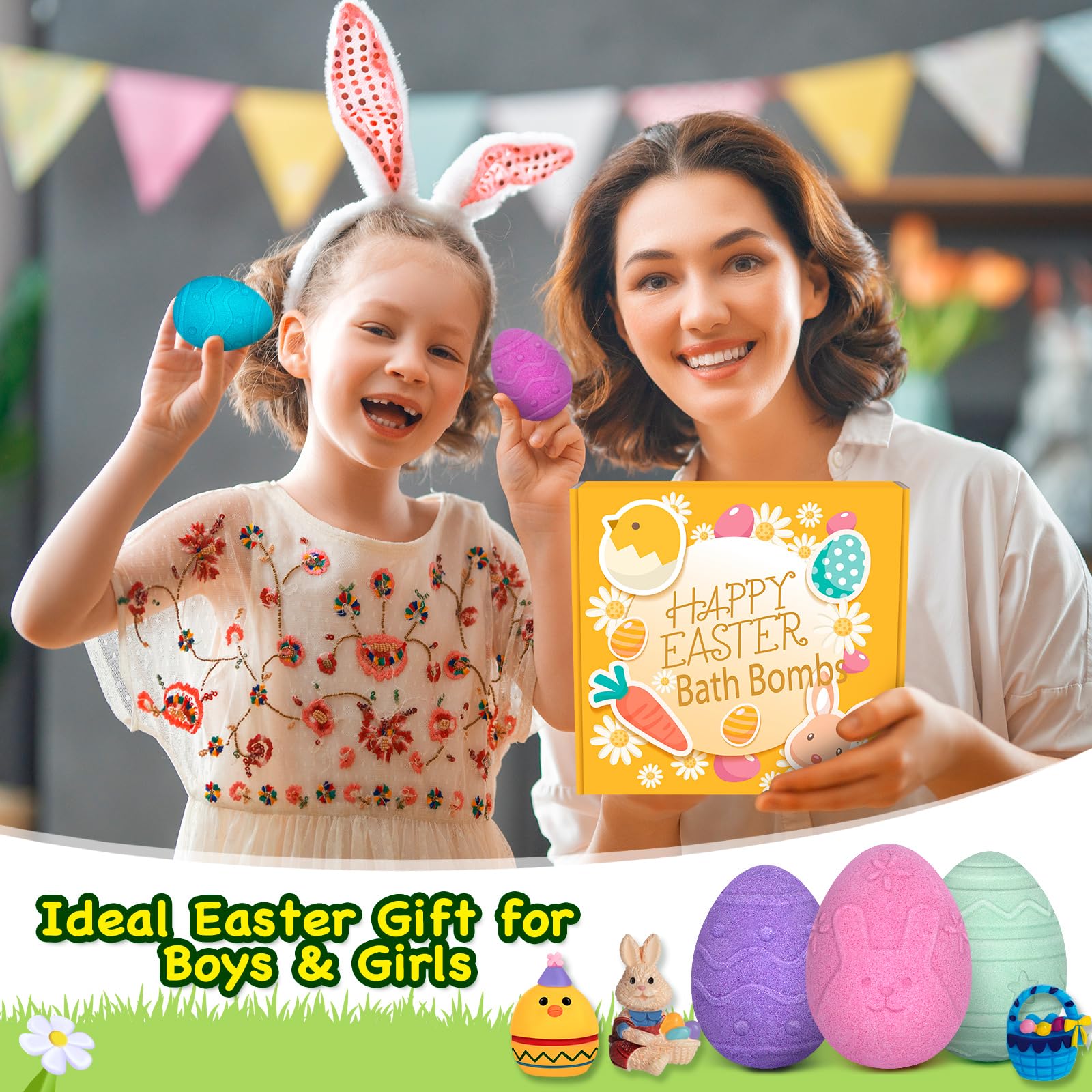 9 Pack Easter Bubble Bath Bombs for Kids - Surprise Toys Inside, Fun Gifts for Girls & Boys - Easter Basket Stuffers, Party Favors & Goodie Bag Fillers - Perfect for Easter Celebrations, Birthday Parties & Relaxing Bath Time