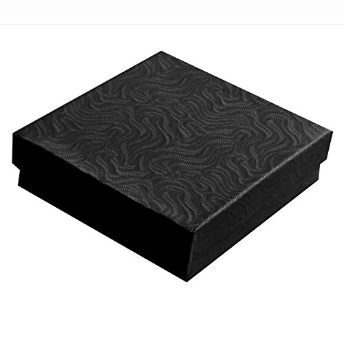 Premium Swirl Black Cotton Filled Jewelry Gift Boxes - Set of 100 for Necklaces, Rings & Earrings - Perfect for Retail Stores, Wedding Favors & Jewelry Packaging