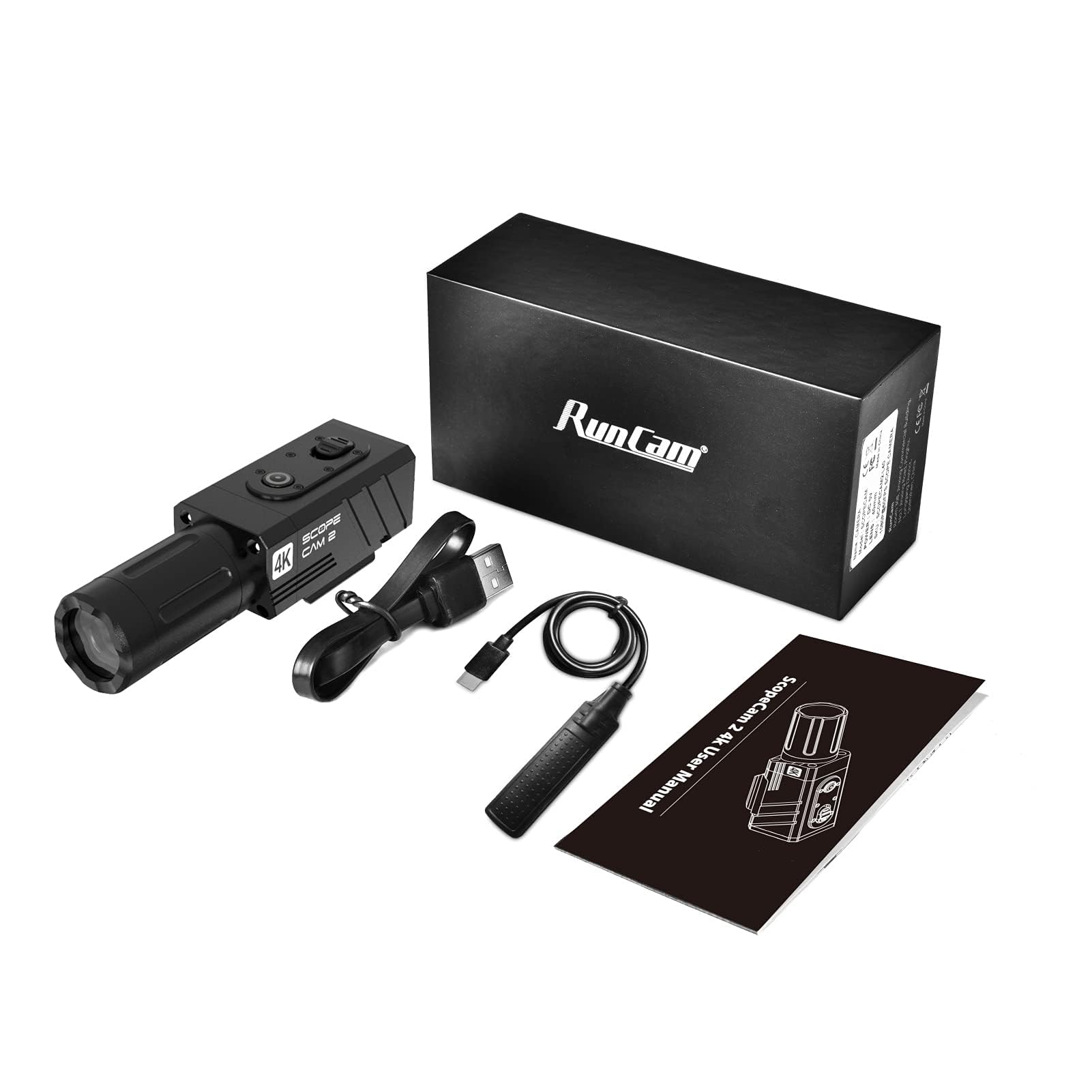 RunCam ScopeCam2 4K WiFi Action Camera - IP64 Waterproof Mini HD Video Camera for Airsoft & Paintball with 1400mAh Battery, Recording Switch Cable & 40mm Long Lens - Perfect for Outdoor Sports, Hunting & Adventure Recording