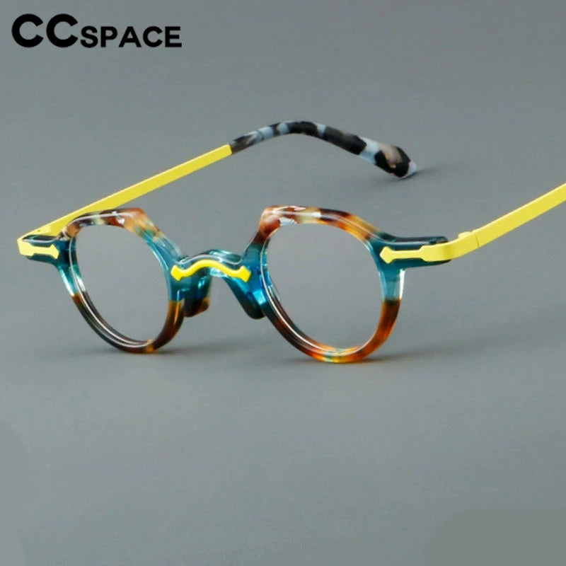 CCspace Women's Full Rim Irregular Round Acetate Eyeglasses Frame 302177 - Trendy Retro Glasses for Women, Fashionable Eyewear for Work, Reading & Daily Use