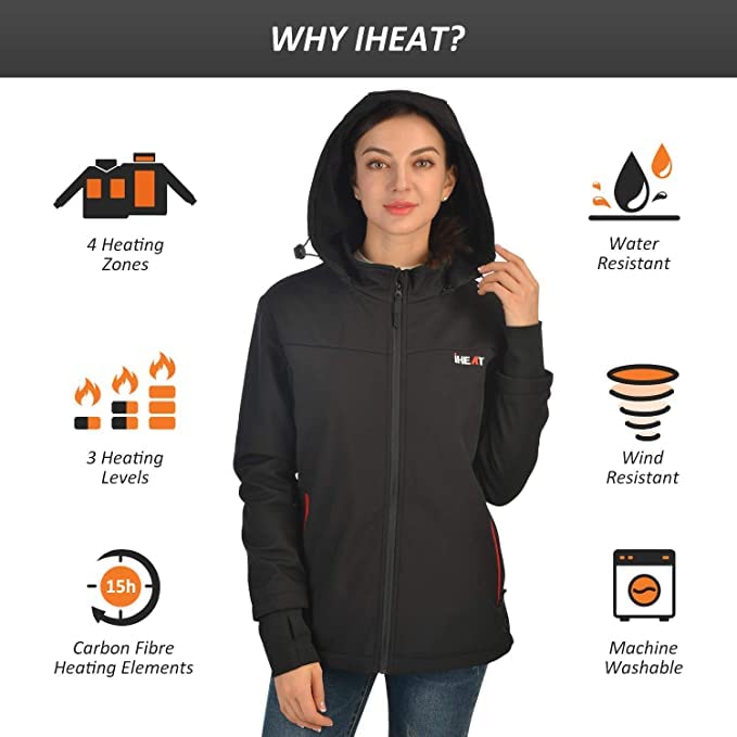 Women's Heated Jacket with 14400mAh Battery - Slim Fit Winter Coat for Outdoor Activities, Skiing, Hiking & Cold Weather