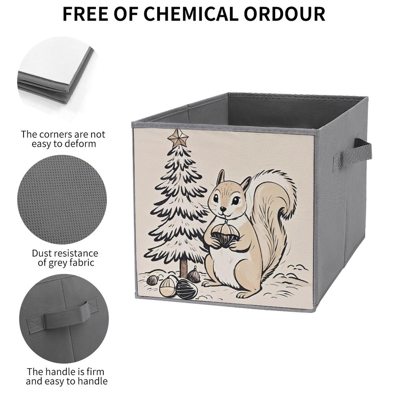 6PCS Foldable Storage Bins with Lovely Squirrel Print - Large Capacity Storage Boxes with Handles for Home, Office & Playroom Organization | Perfect for Toys, Books & Clutter Control